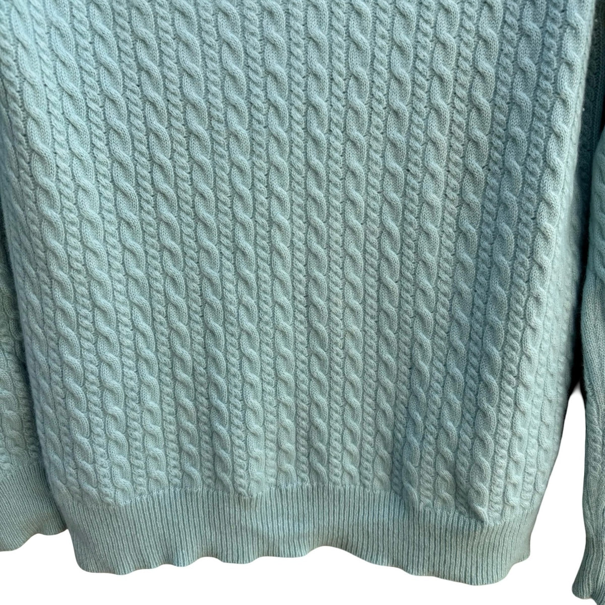Ann Taylor Cashmere Old Money Cable Knit Preppy Coastal Sweater Pastel Blue XL