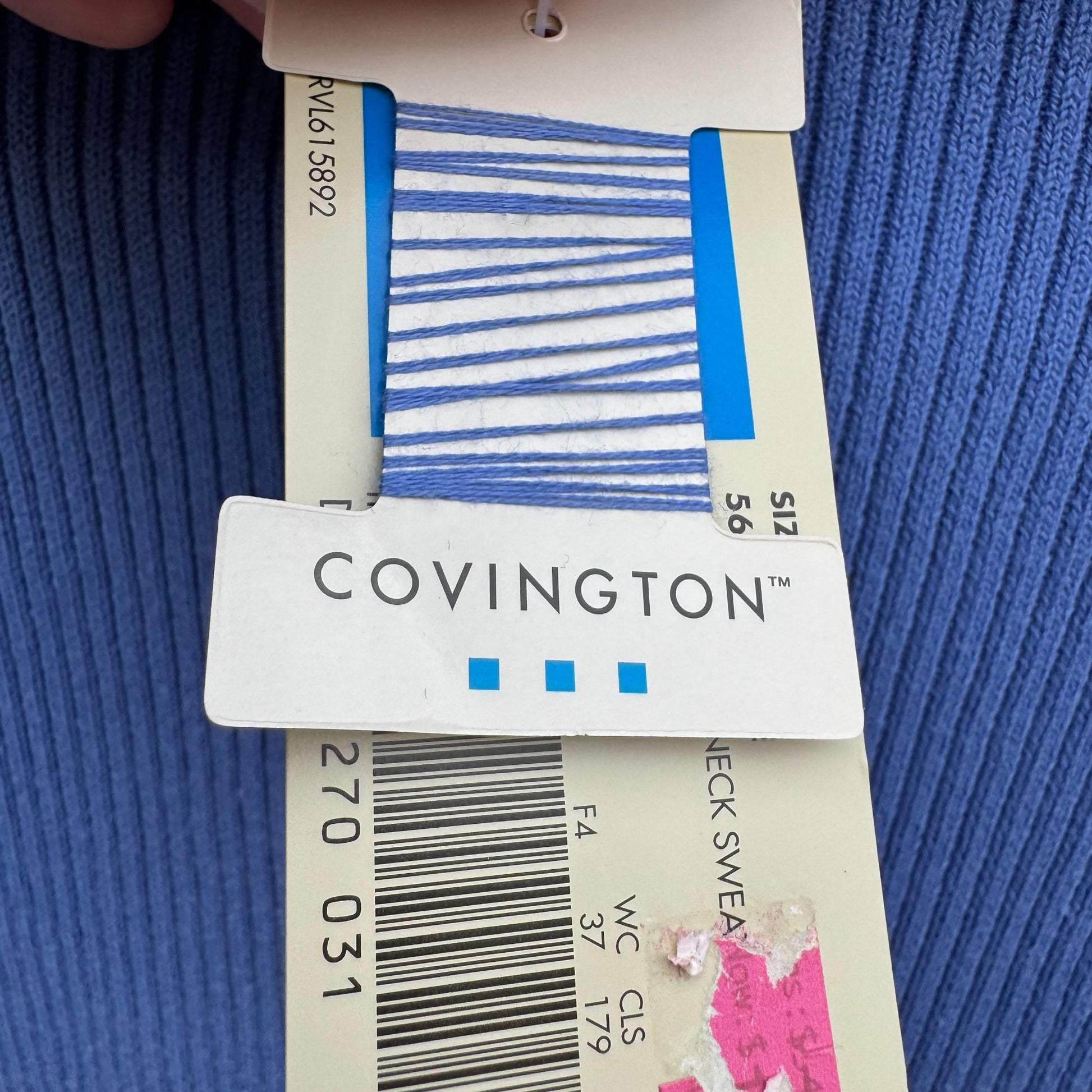 Covington Blue Knit Turtleneck Sweater L Stretch Cotton Long Sleeve Womens New