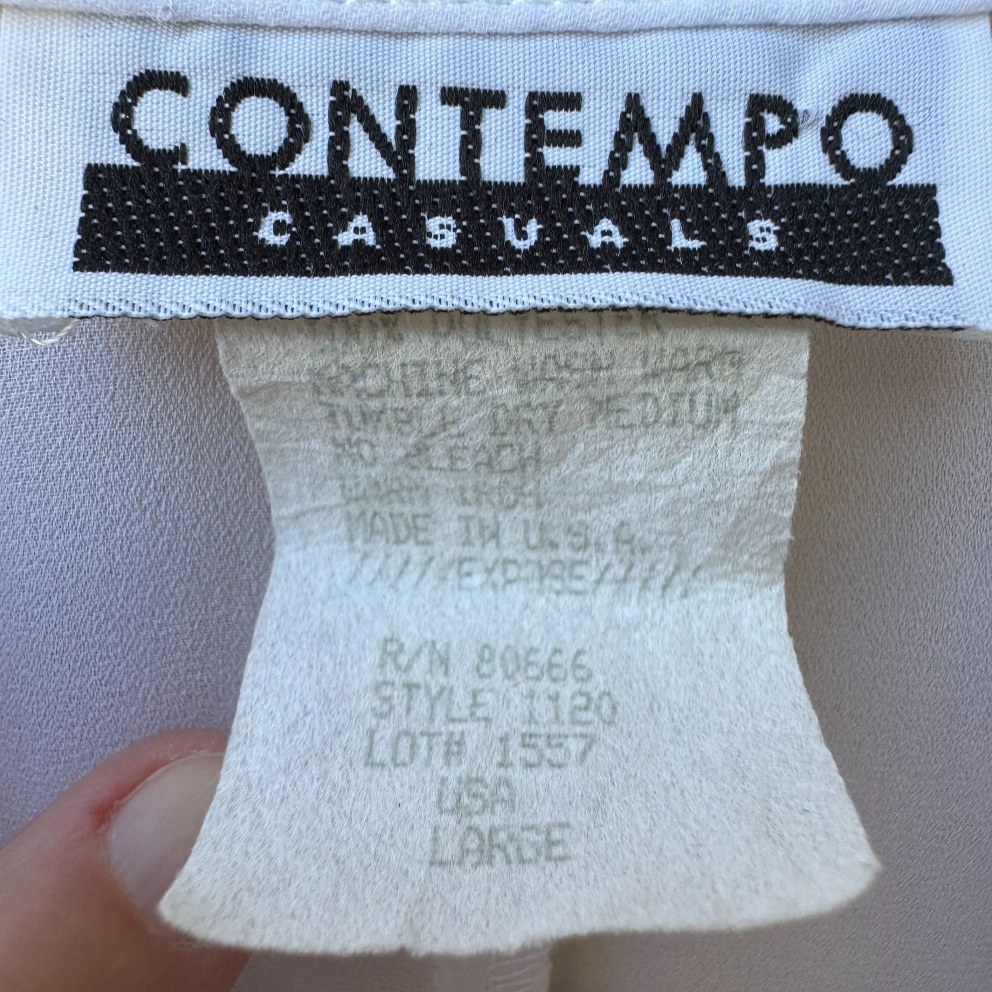 Contempo Casuals Vintage Expose Womens Flowy White Tie Front Fairy Witchy Top L