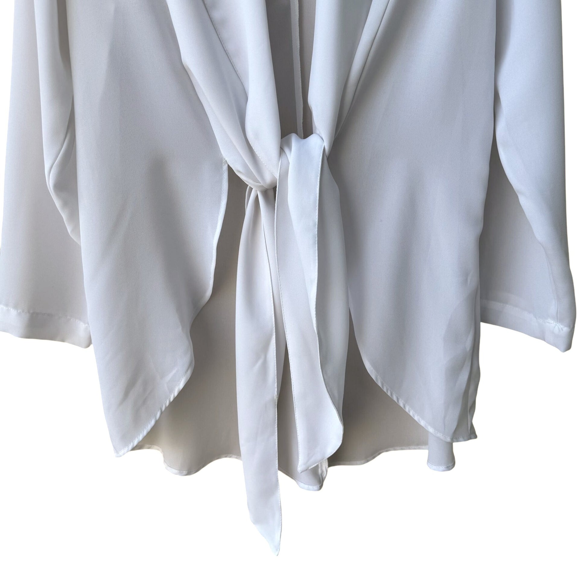 Contempo Casuals Vintage Expose Womens Flowy White Tie Front Fairy Witchy Top L