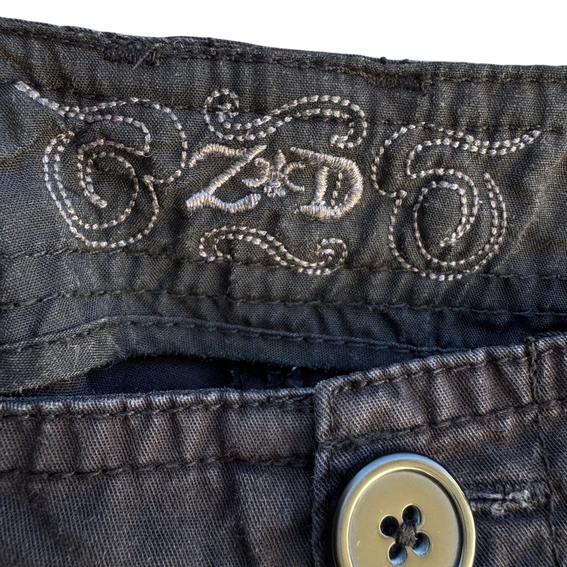 ZD Premium Womens Black Button Pockets Drawstring Hem Cropped Cargo Pants 20