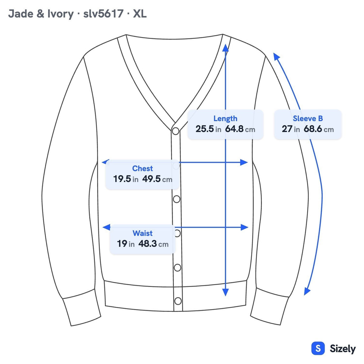 Jade & Ivory Minimalist Preppy Layering Soft Girl Cardigan Sweater Cream XL NEW