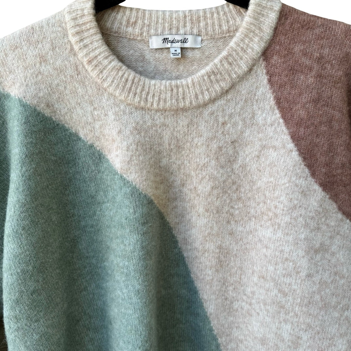 Madewell Cedarbrook Colorblock Wool Camel Hair Cropped Boxy Sweater Beige M