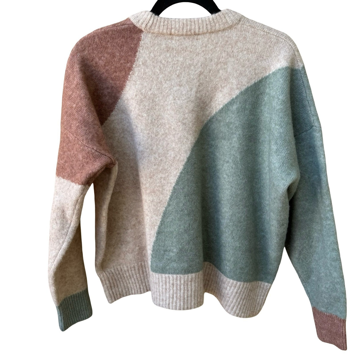 Madewell Cedarbrook Colorblock Wool Camel Hair Cropped Boxy Sweater Beige M