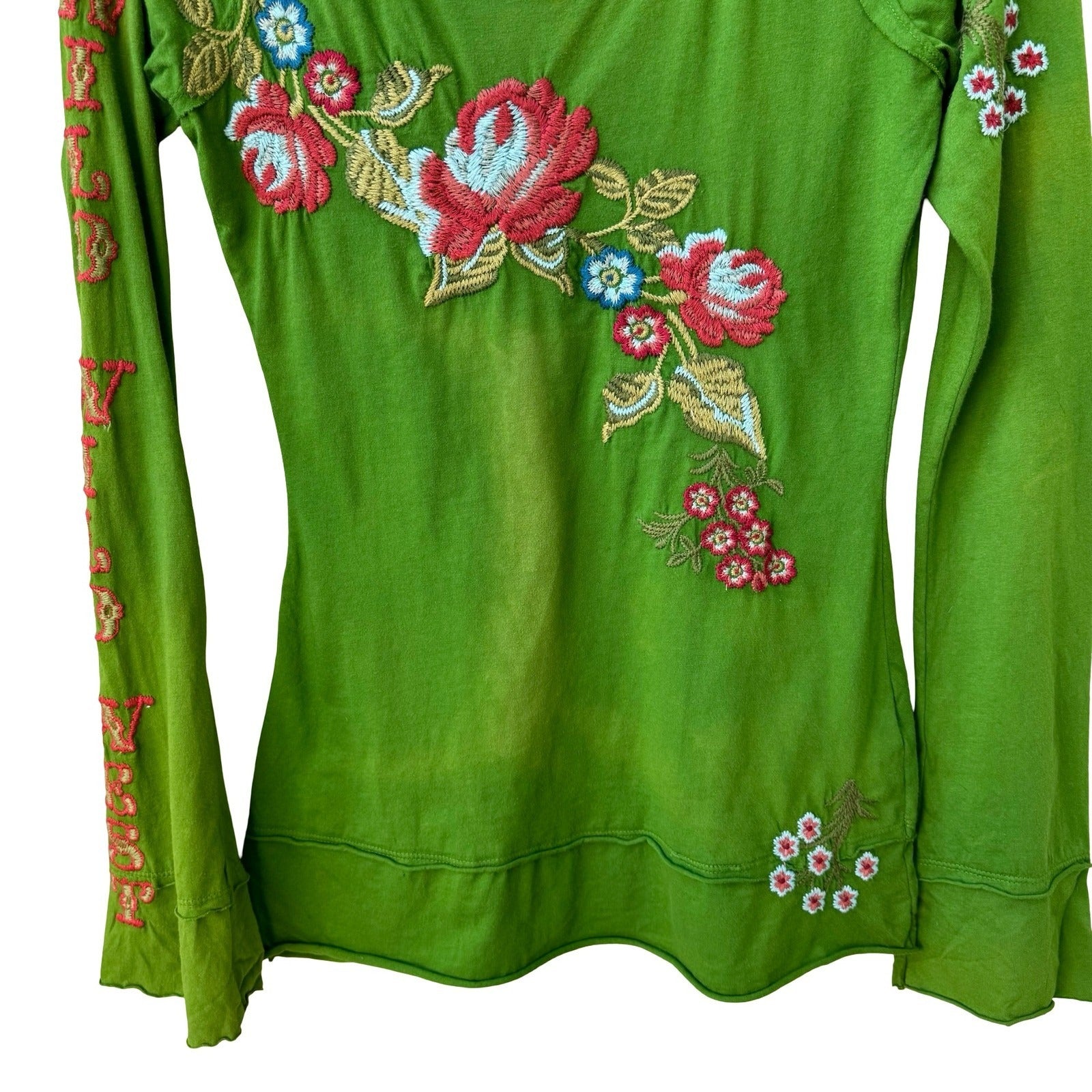 Johnny Was JW Los Angeles Y2K 90s Boho Floral Embroidered Top Wild Wild West XS
