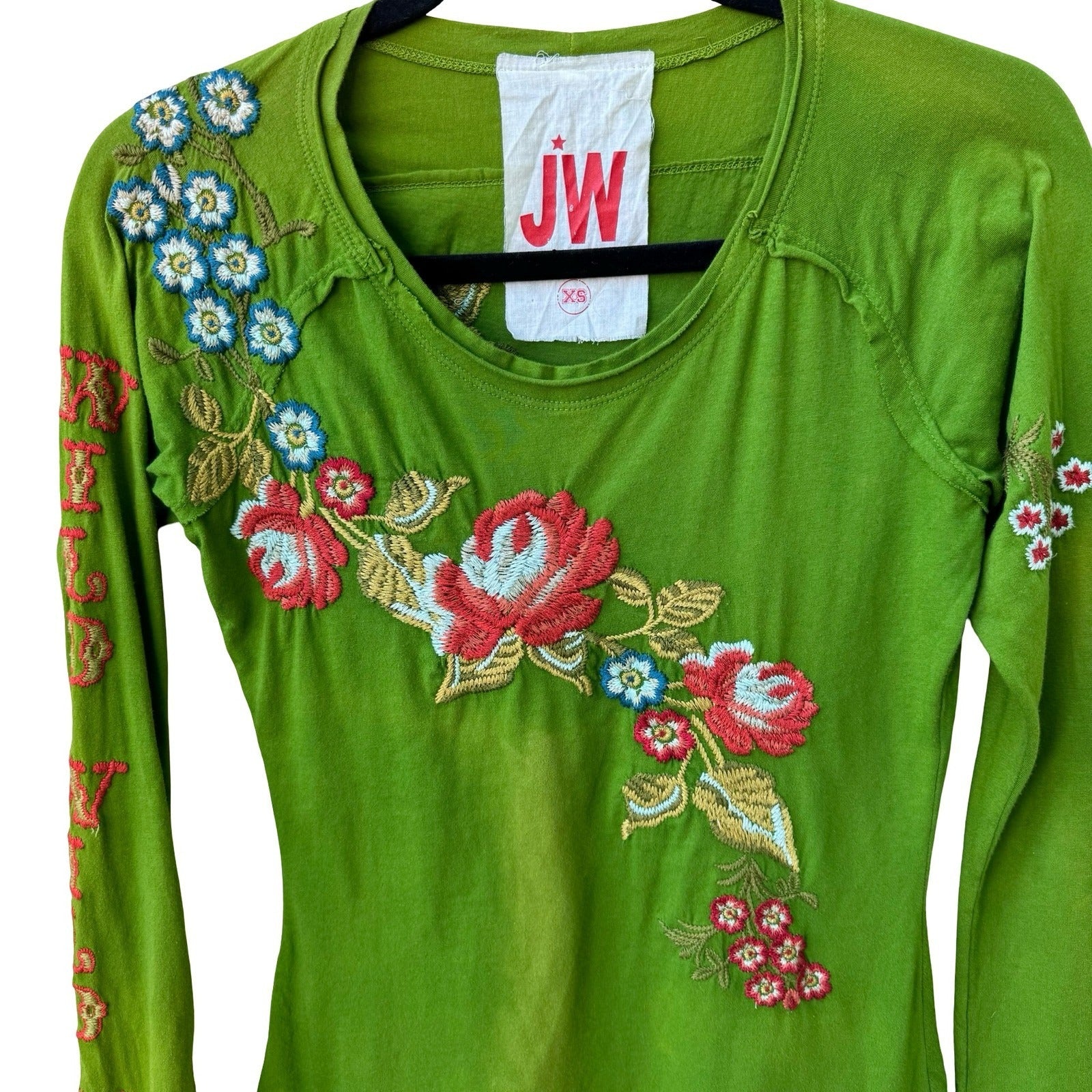 Johnny Was JW Los Angeles Y2K 90s Boho Floral Embroidered Top Wild Wild West XS