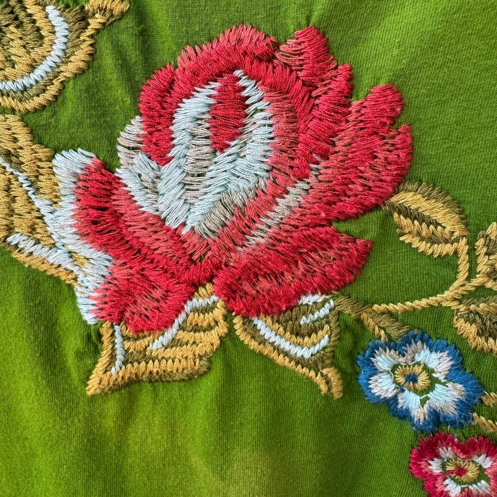 Johnny Was JW Los Angeles Y2K 90s Boho Floral Embroidered Top Wild Wild West XS