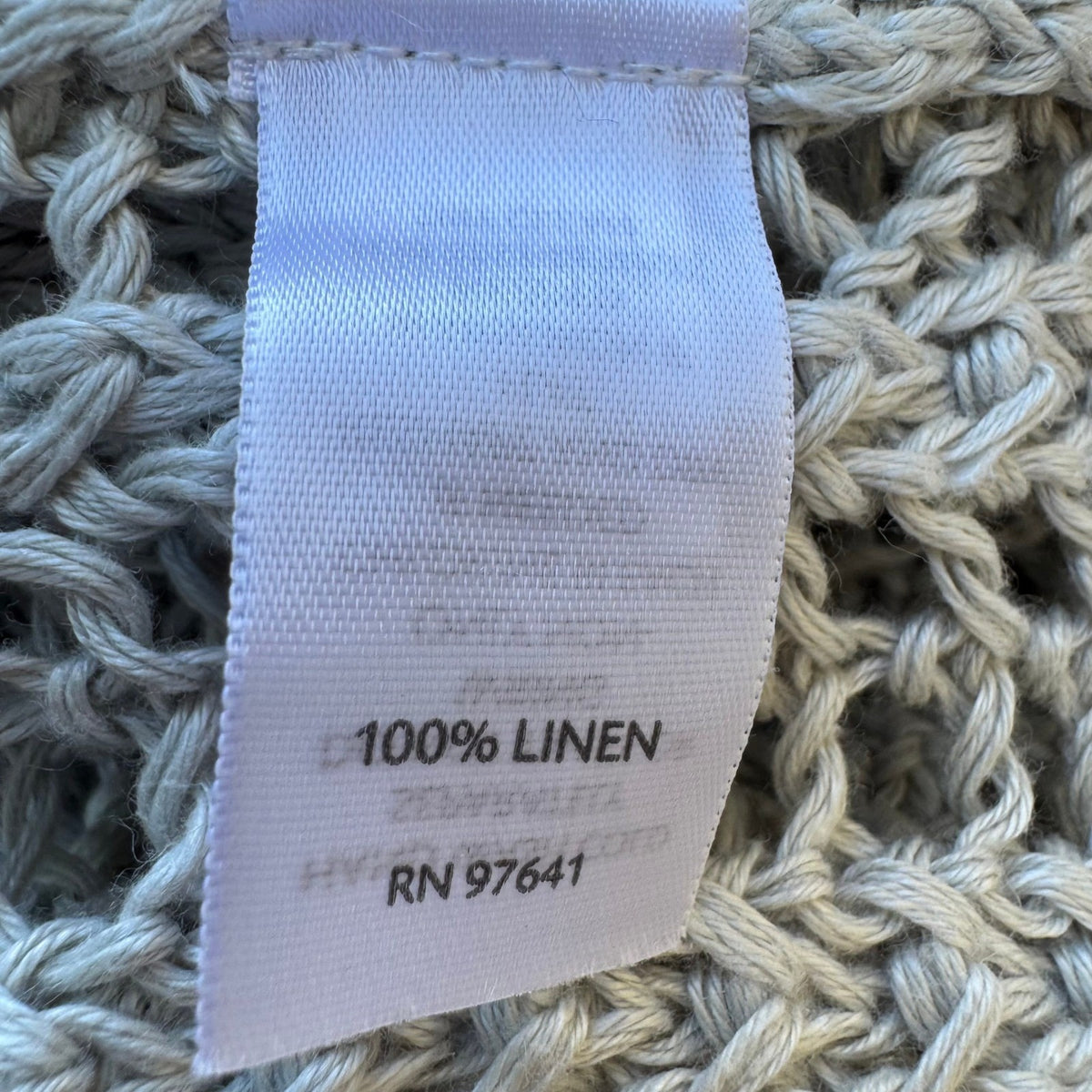 J. Jill 100% Linen Lagenlook Open Knit Mesh Coastal V-Neck Sweater Grey L NEW