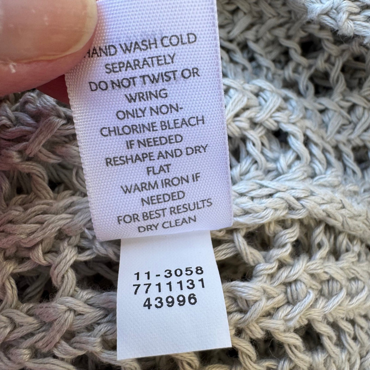 J. Jill 100% Linen Lagenlook Open Knit Mesh Coastal V-Neck Sweater Grey L NEW