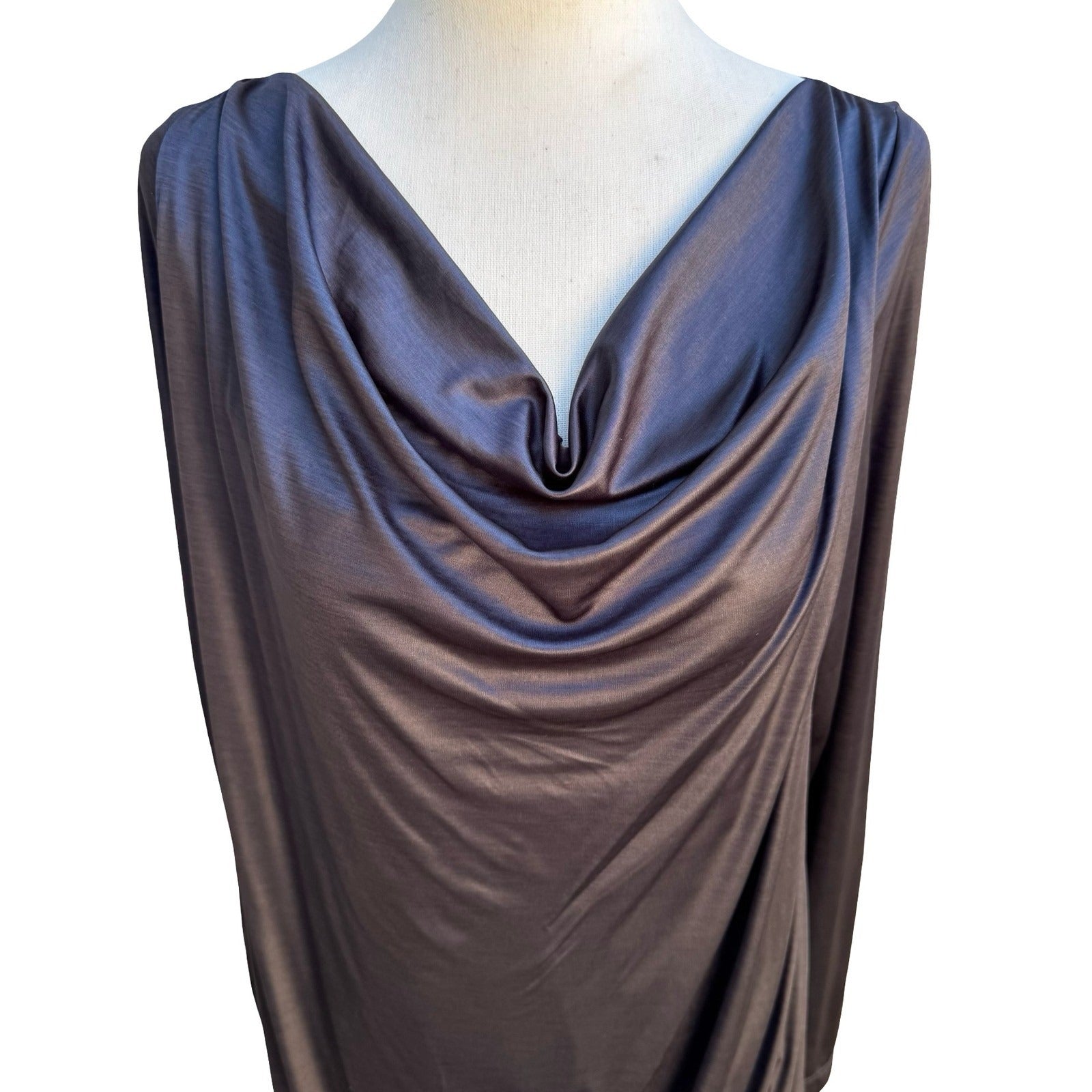 Poleci Y2K Avant Garde Cyber Edgy Draped Neck Ruched Asymmetrical Mini Dress S