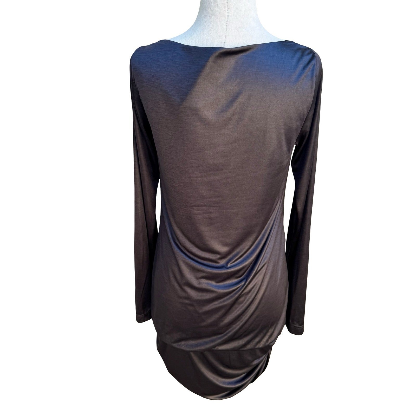 Poleci Y2K Avant Garde Cyber Edgy Draped Neck Ruched Asymmetrical Mini Dress S