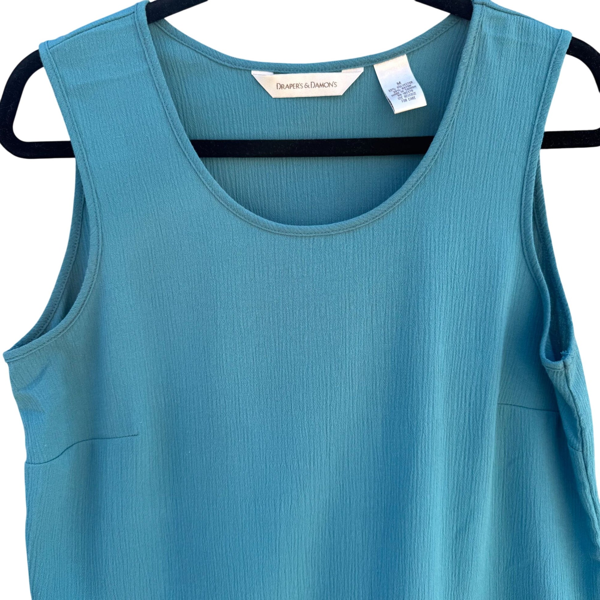 Drapers & Damons Vintage Womens Teal Textured Sleeveless Tank Top Shirt Blouse M