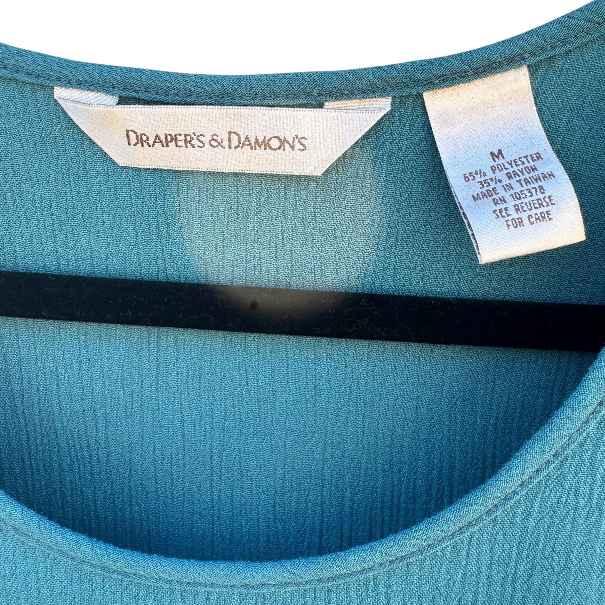 Drapers & Damons Vintage Womens Teal Textured Sleeveless Tank Top Shirt Blouse M