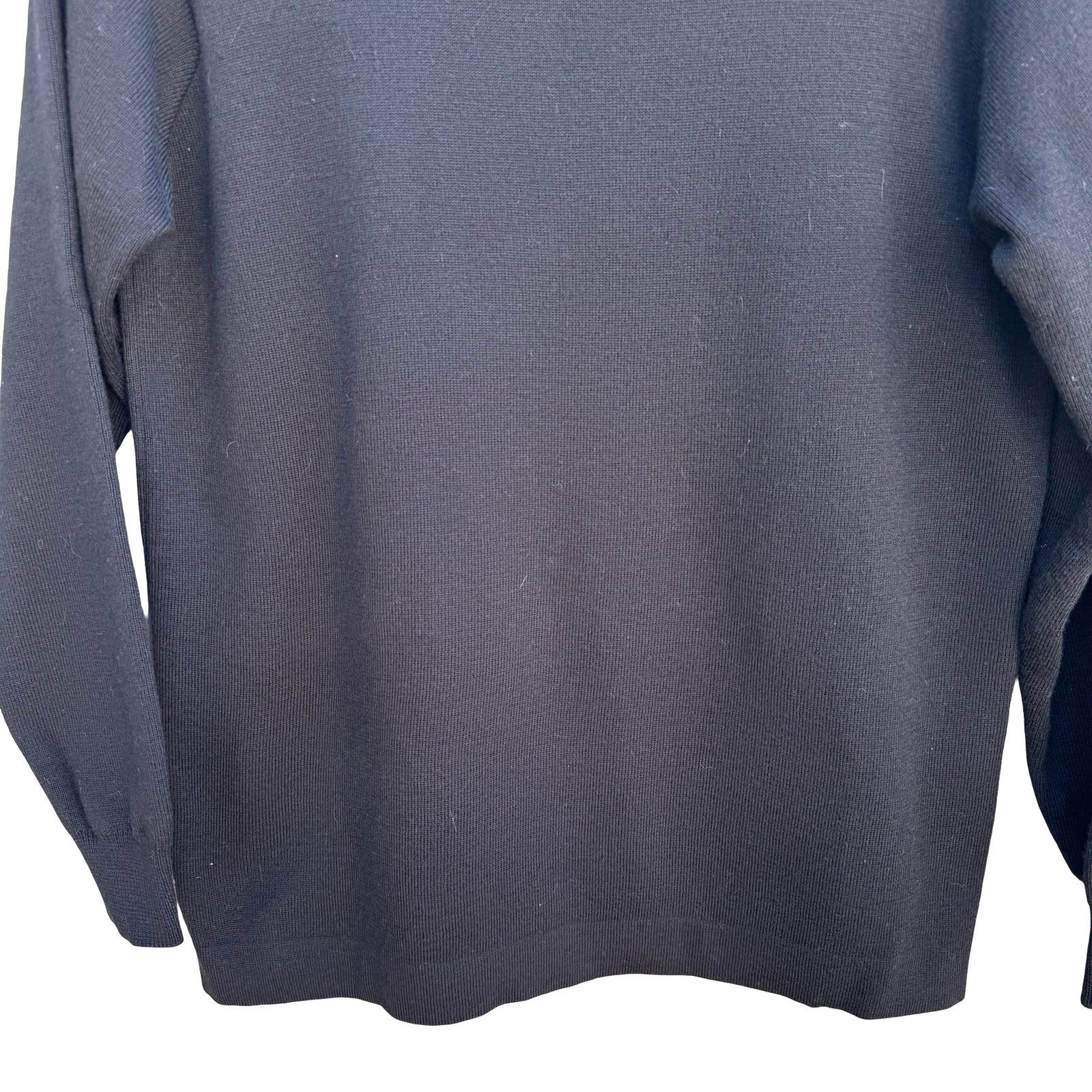 Liz Claiborne Vintage 90s Black Wool Blend Polo Collar Long Sleeve Sweater PS