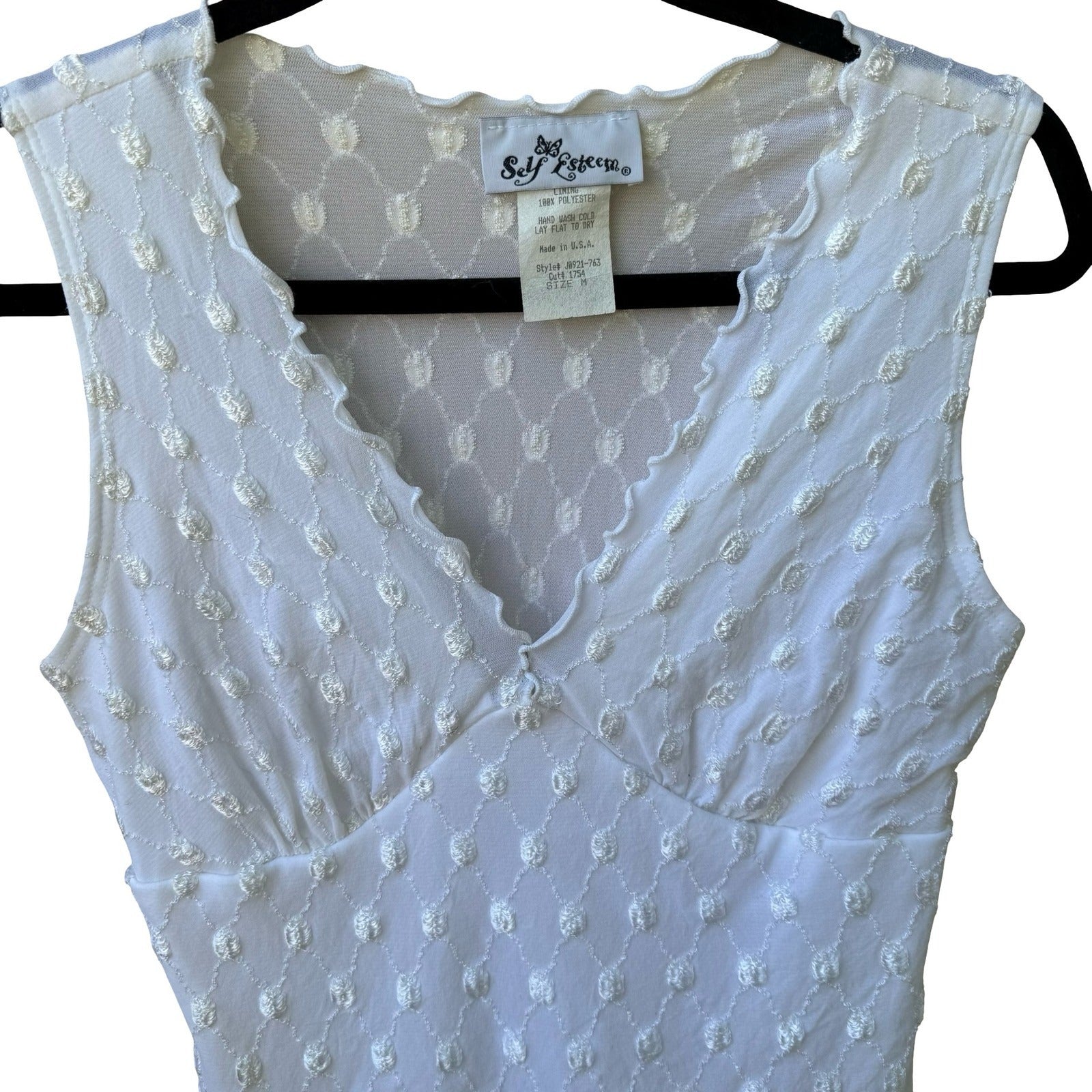 Self Esteem Vintage Y2K Coquette Mesh Embroidered Lettuce Edge Babydoll Top M
