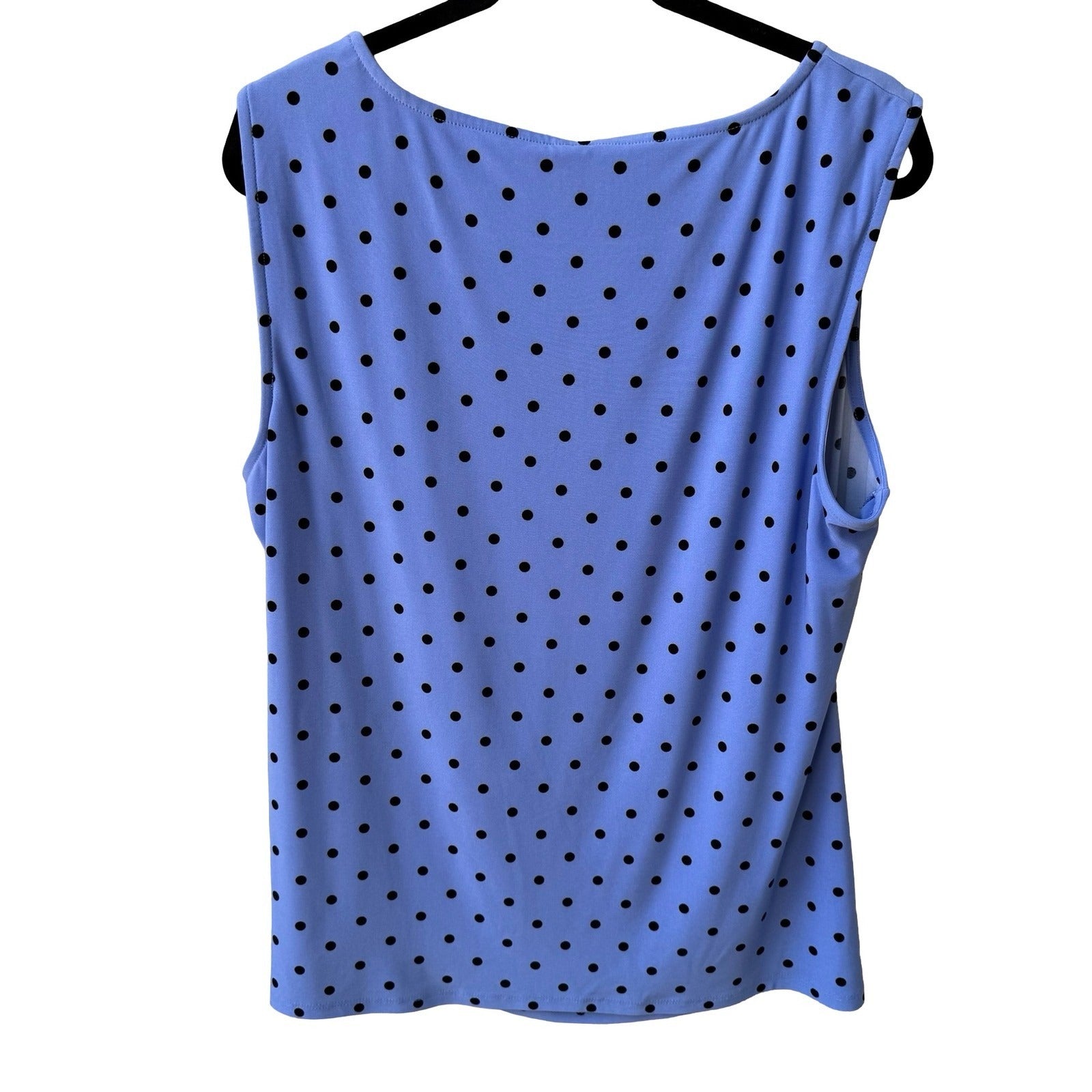 Anne Klein Minimalist Career Polka Dot Sleeveless Side Knot Draped Blouse XL NEW