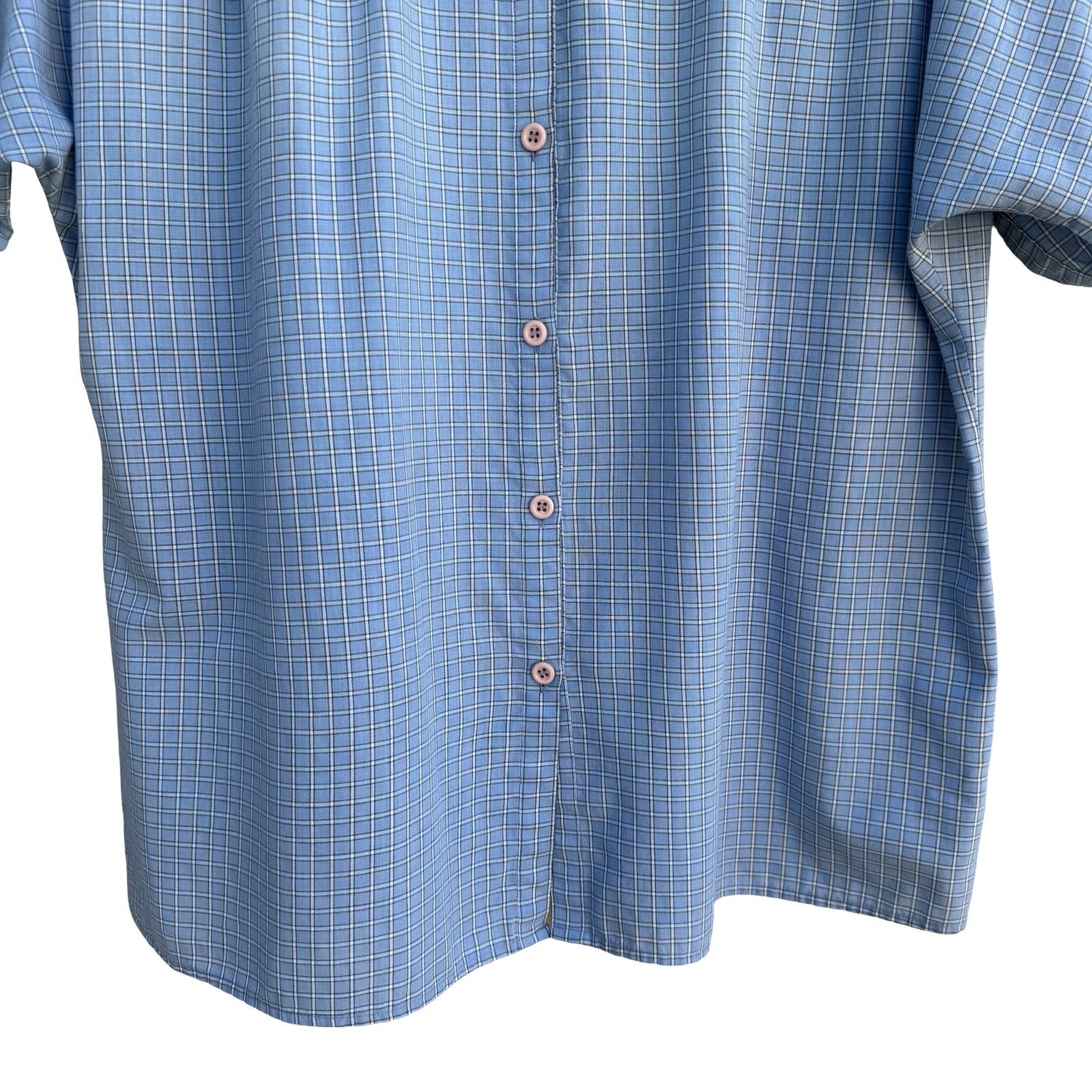 ACT III Vintage 80s Blue Plaid Button Shirt Gathered Yoke 16 Coastal Grandma