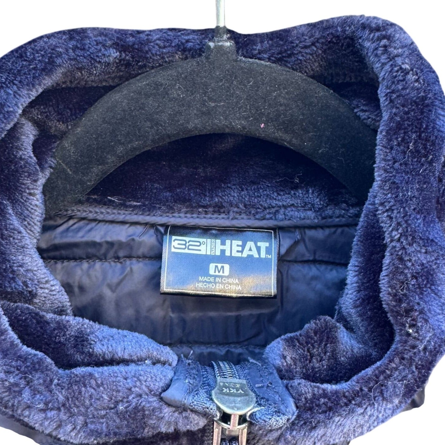 32° Heat Womens M Navy Zip Quilted Puffer Fleece Jacket Long Sleeve Gorpcore