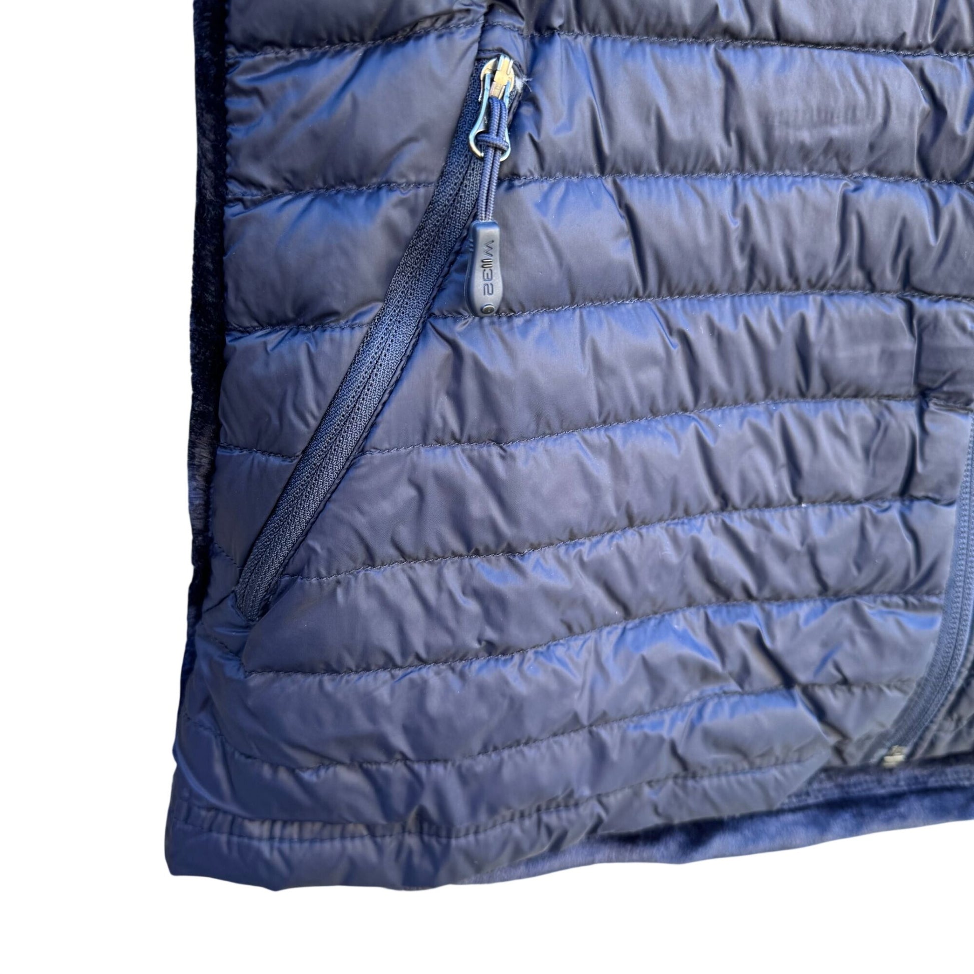 32° Heat Womens M Navy Zip Quilted Puffer Fleece Jacket Long Sleeve Gorpcore