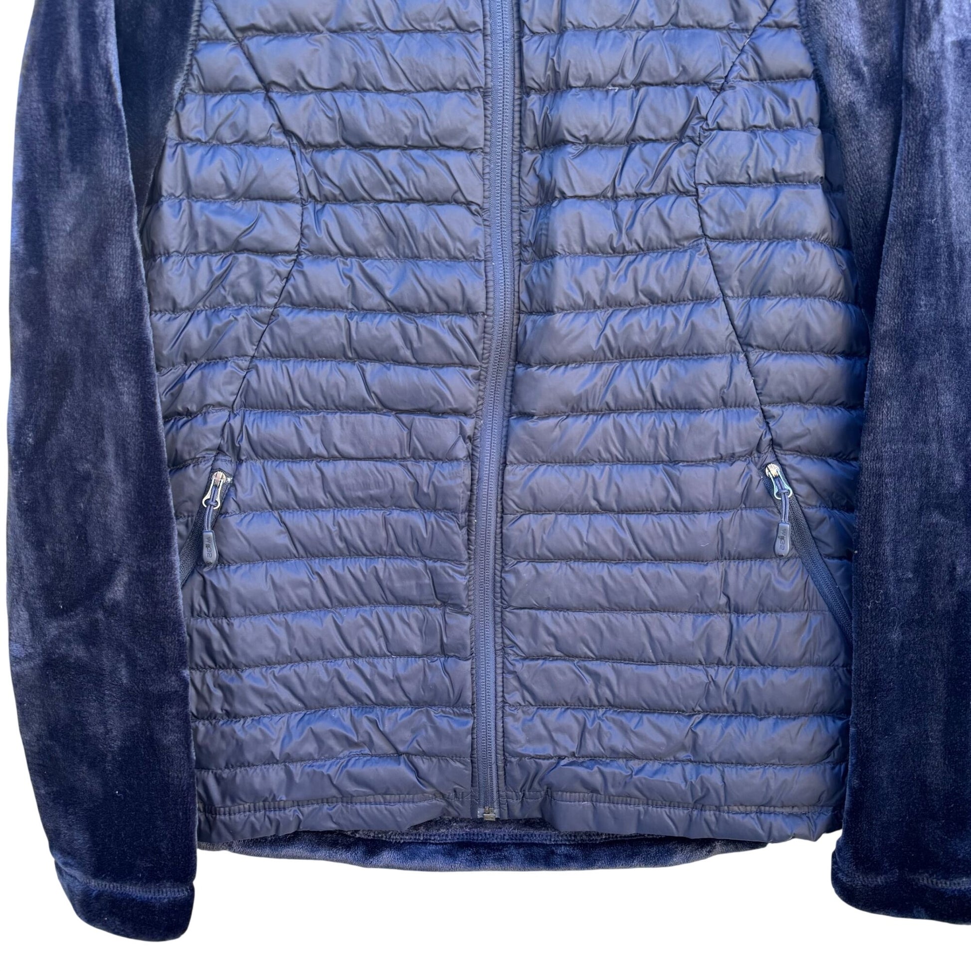 32° Heat Womens M Navy Zip Quilted Puffer Fleece Jacket Long Sleeve Gorpcore
