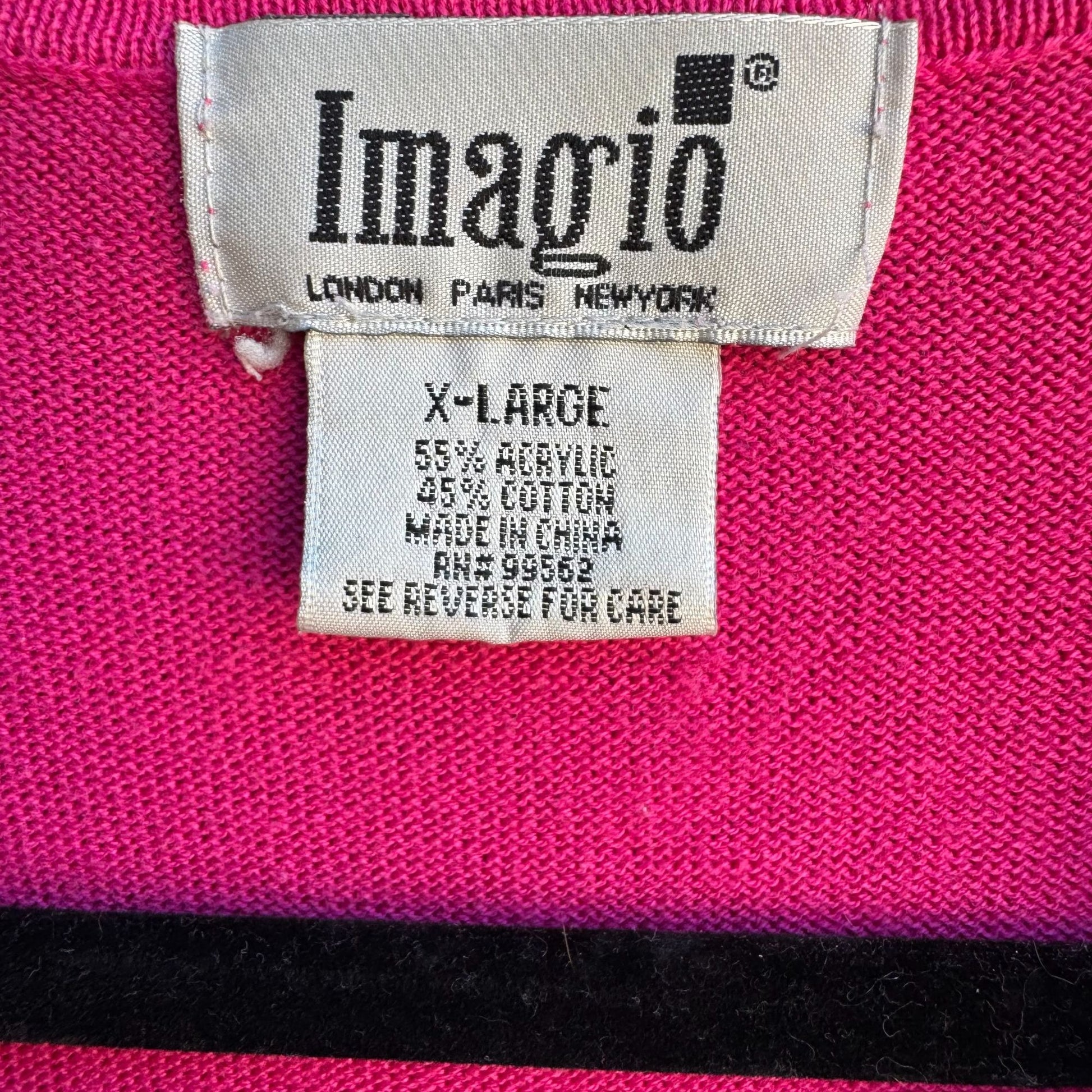 Imagio Vintage Womens Pink Button Tight Knit Short Sleeve Cardigan Sweater XL