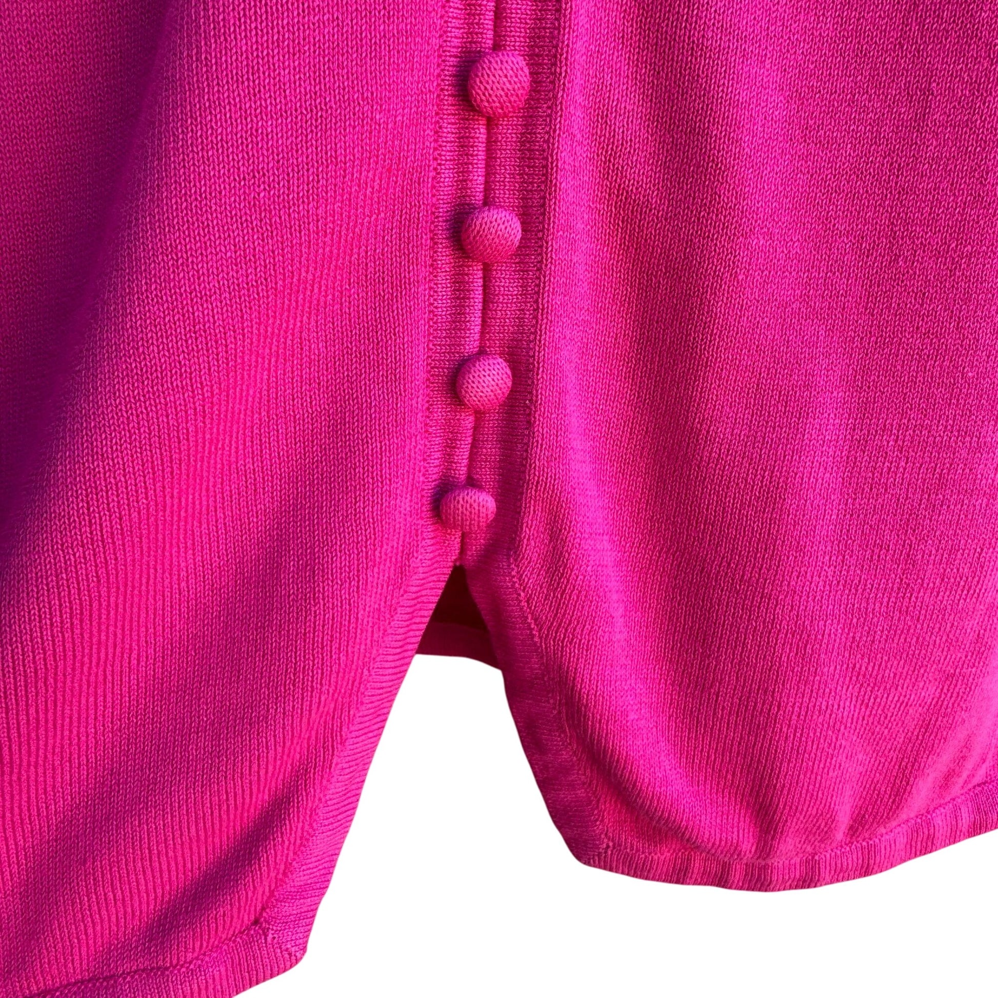 Imagio Vintage Womens Pink Button Tight Knit Short Sleeve Cardigan Sweater XL