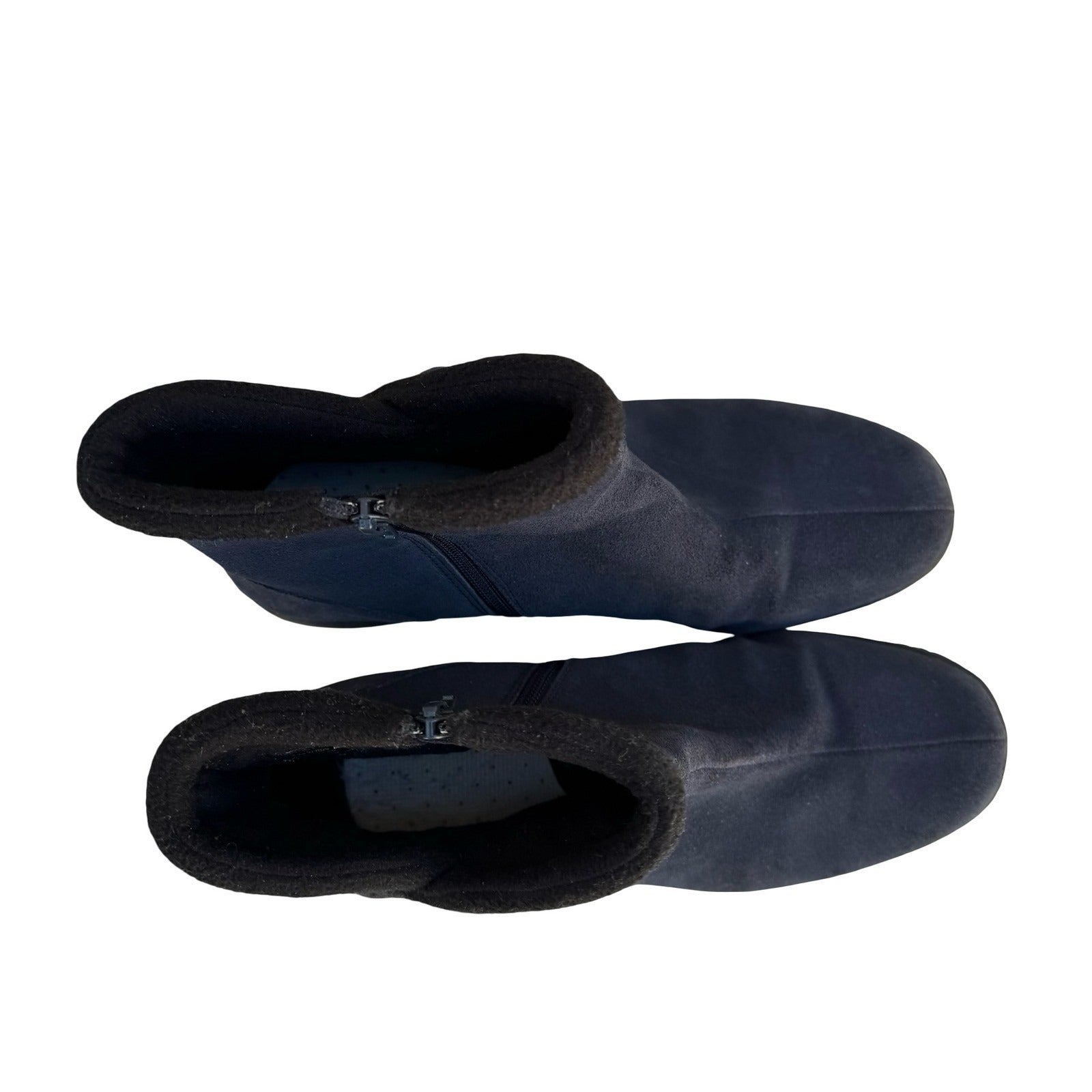 Studio Brilliant Womens Navy Blue Suede Leather Fleece Trim Ankle Boots Size 11M