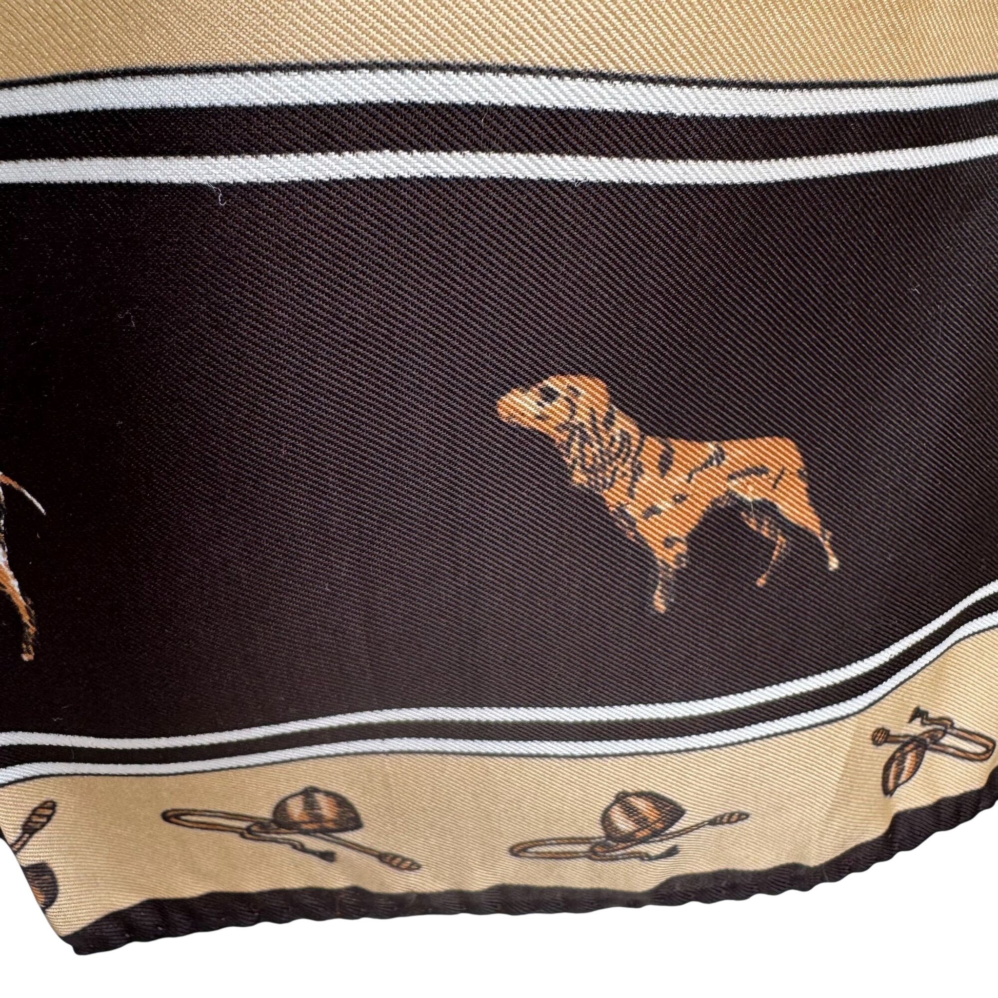 Vintage Equestrian Hand Sewn Square Scarf Horse Hunting Horns Dogs Old Money OS