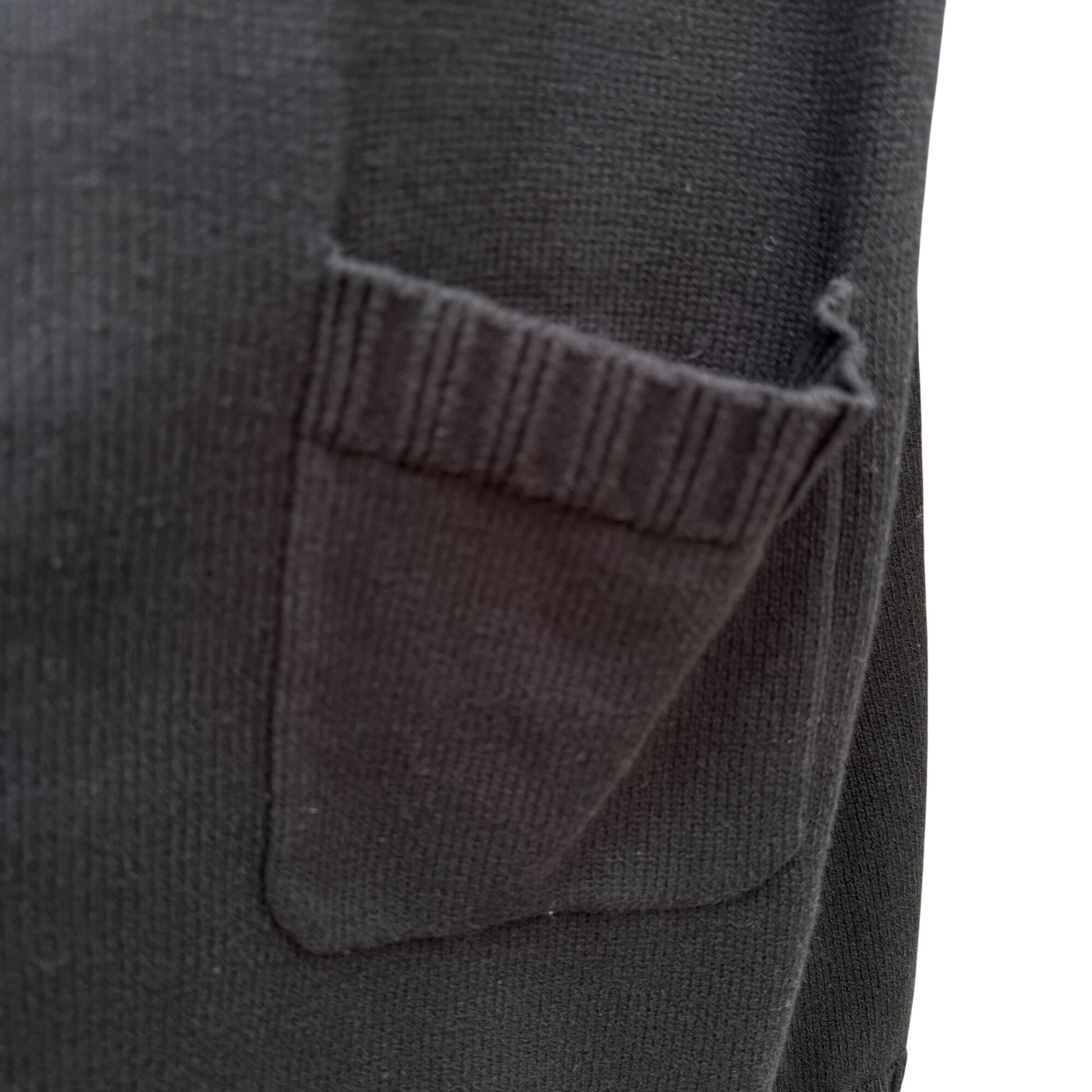 Isaac Mizrahi Womens Black Ribbed Open Front Knit Cardigan Sweater Pockets L