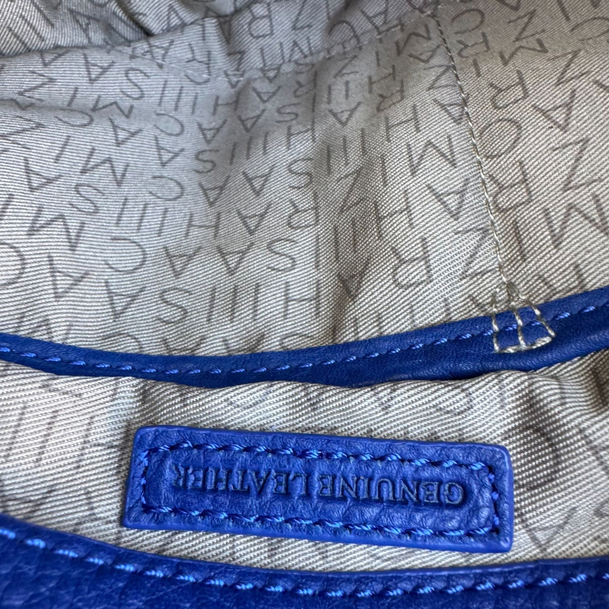 Isaac Mizrahi Crossbody Genuine Leather Bag Blue Tassel Adjustable Strap New