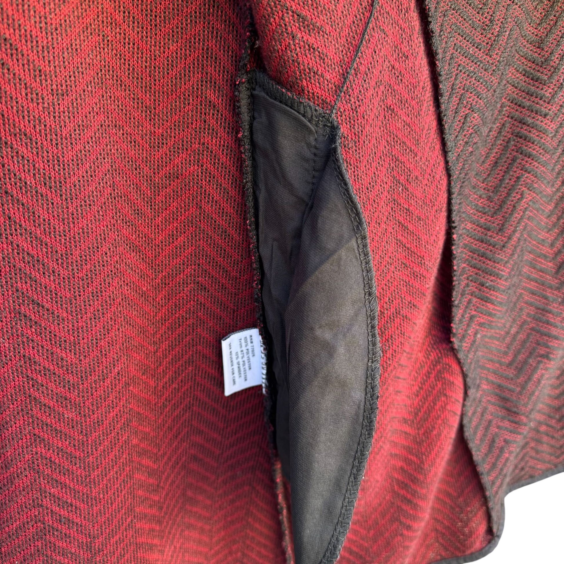 Liz Lange Herringbone Chevron Open Front Cardigan Jacket Herringbone Burgundy XS