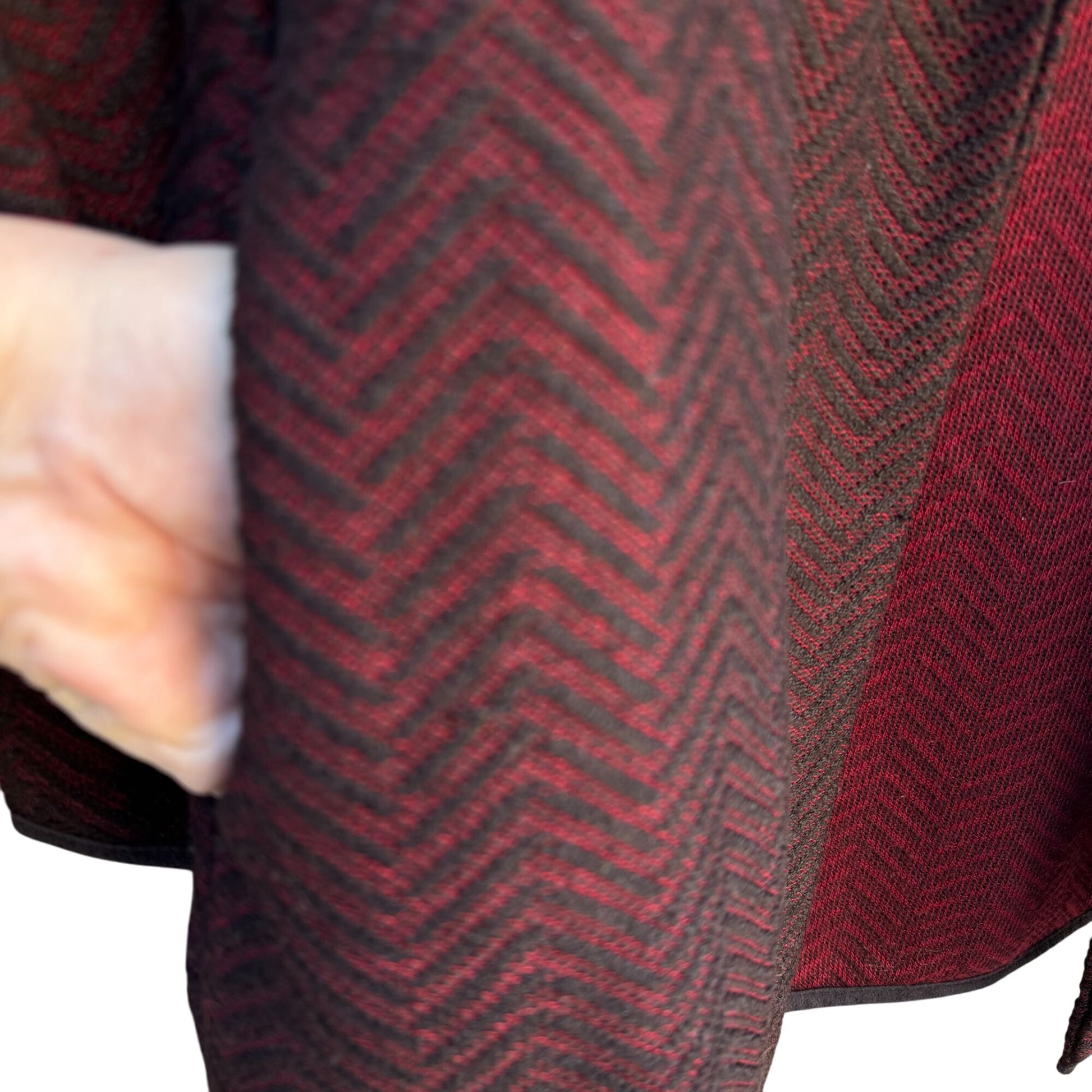 Liz Lange Herringbone Chevron Open Front Cardigan Jacket Herringbone Burgundy XS