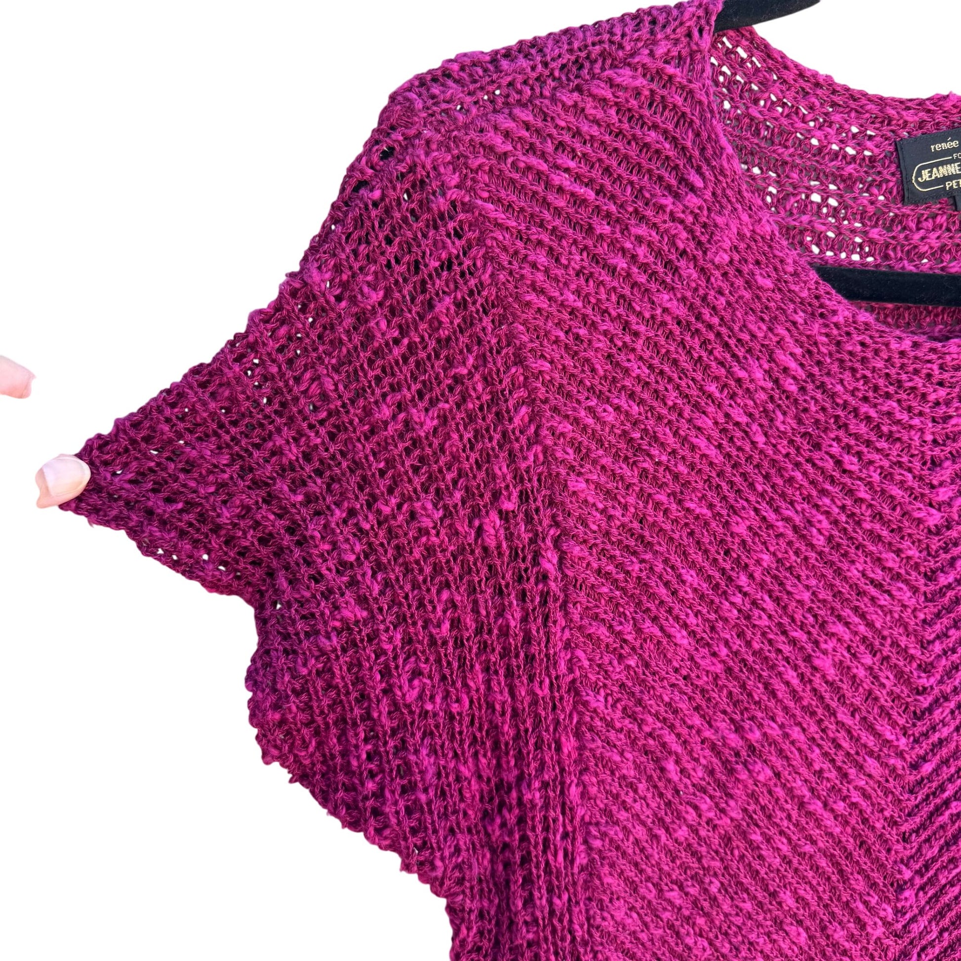 Renee Tener Jeanne Pierre Petite Pink Linen Cotton Short Sleeve Knit Batwing Top