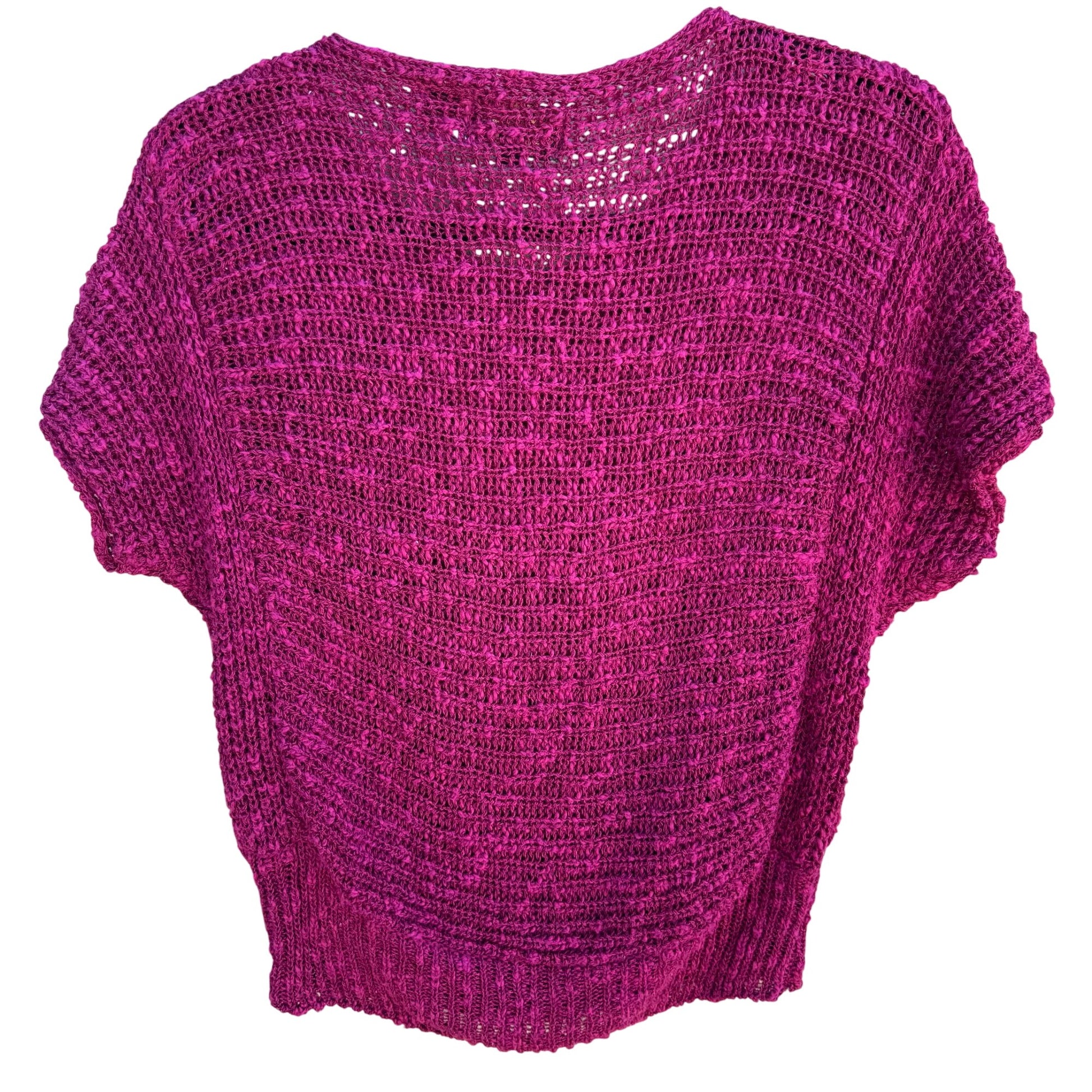 Renee Tener Jeanne Pierre Petite Pink Linen Cotton Short Sleeve Knit Batwing Top