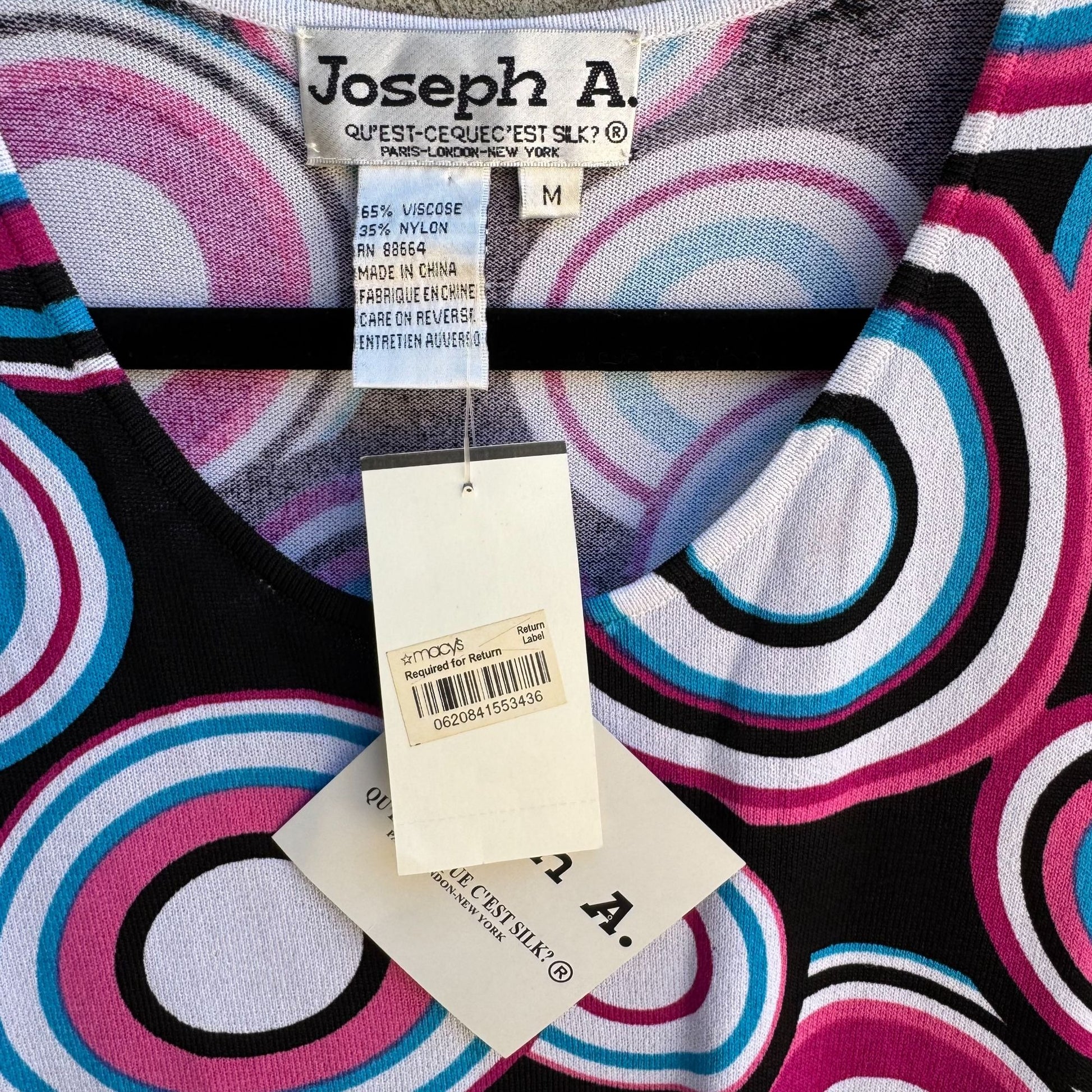 Joseph A Womens Multicolor Circle Print V-Neck 3/4 Sleeve Knit Blouse Top New M