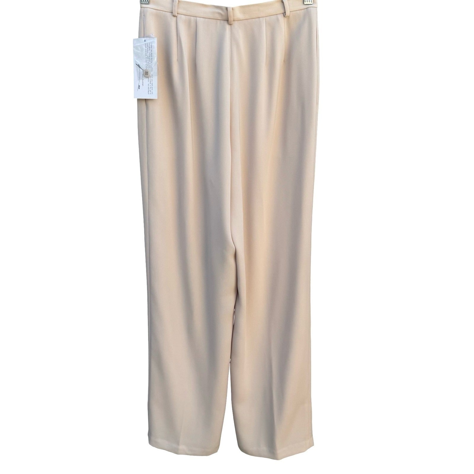 Randolph Duke The Look Stone Beige Pleated Straight Leg Trousers Womens 6 NEW