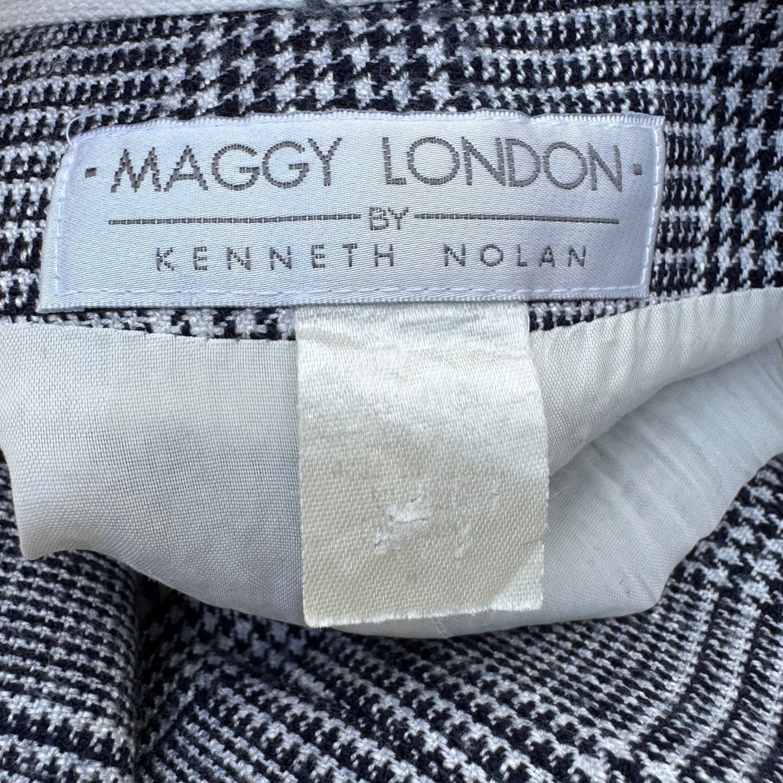 Maggy London Kenneth Nolan Vintage 90s Glen Plaid Button Front Midi Sheath Dress