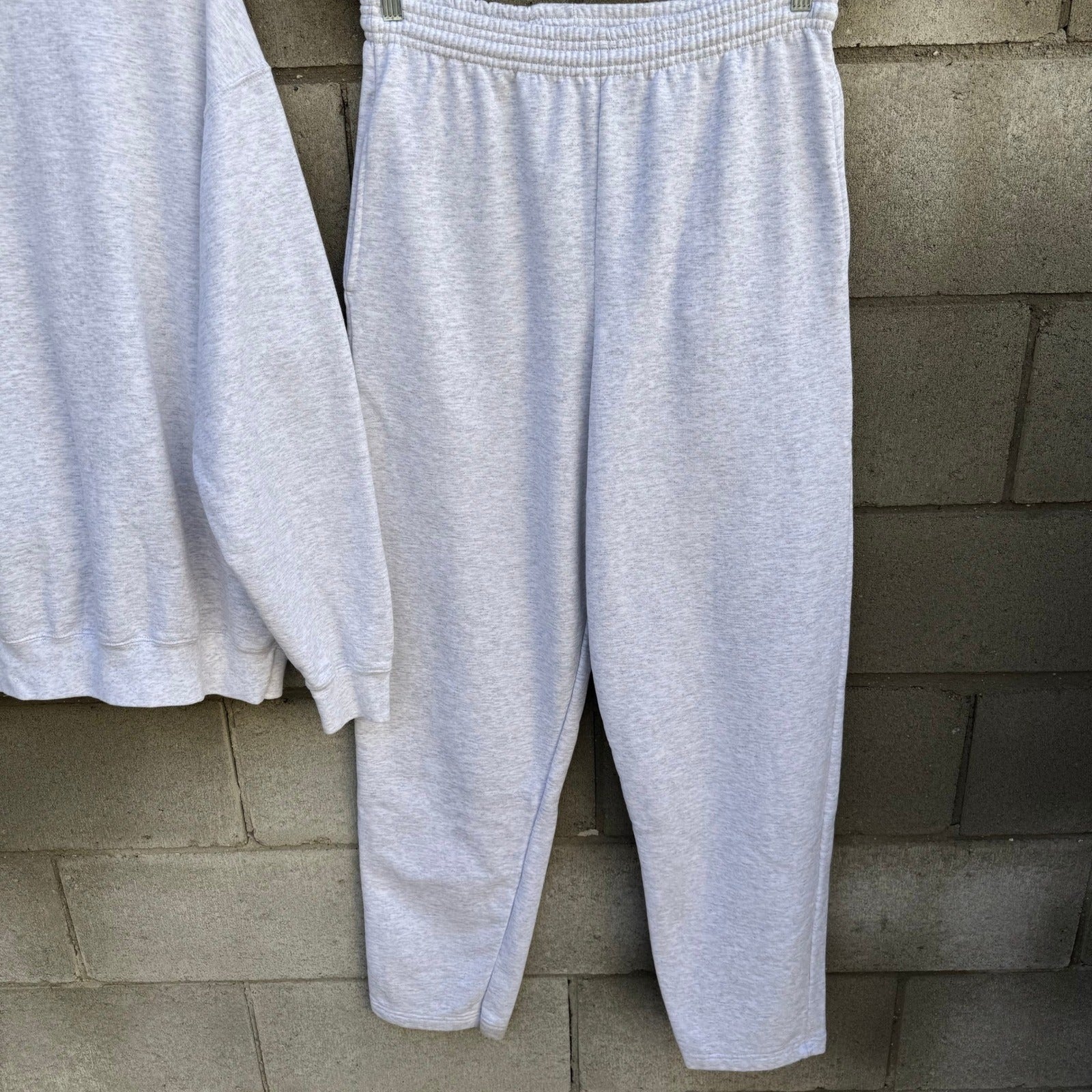 Port & Company Core Fleece Sweatshirt Sweatpants Set Ash Gray Mens L Athleisure