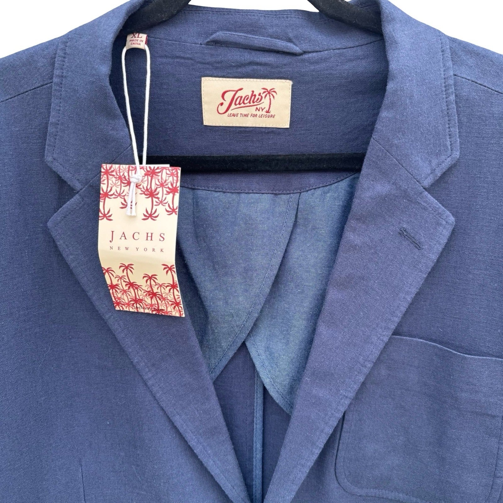 Jachs New York Mens L Southhampton Navy Linen Blazer Sport Coat NEW Coastal
