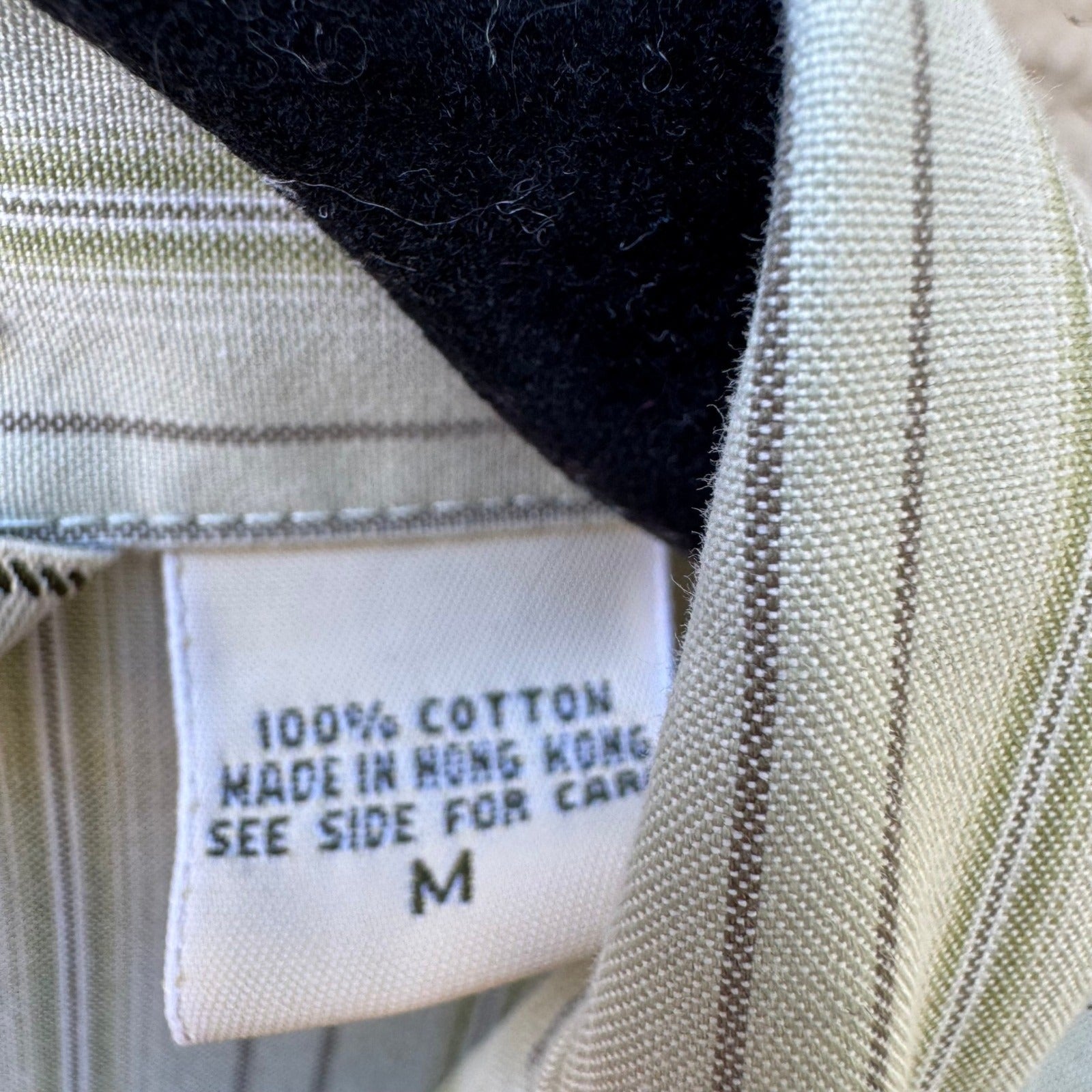 Eddie Bauer Coastal Preppy Striped Wrinkle Resistant Cotton Shirt Sage Green M