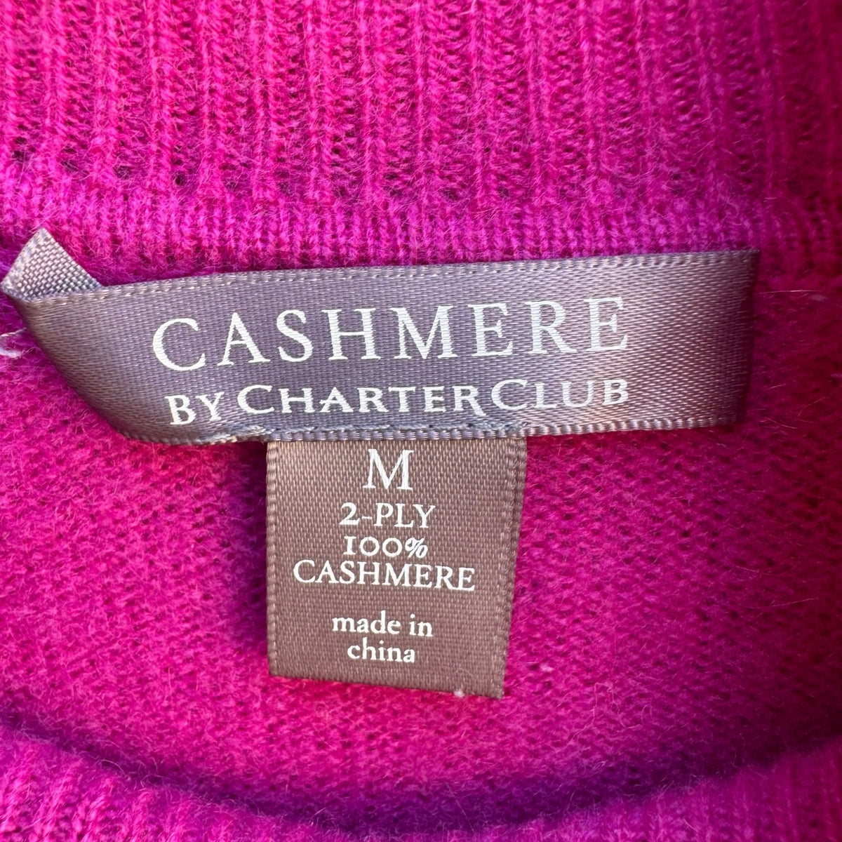 Charter Club 2 Ply Cashmere Quiet Luxury Preppy Cozy Turtleneck Sweater Pink M