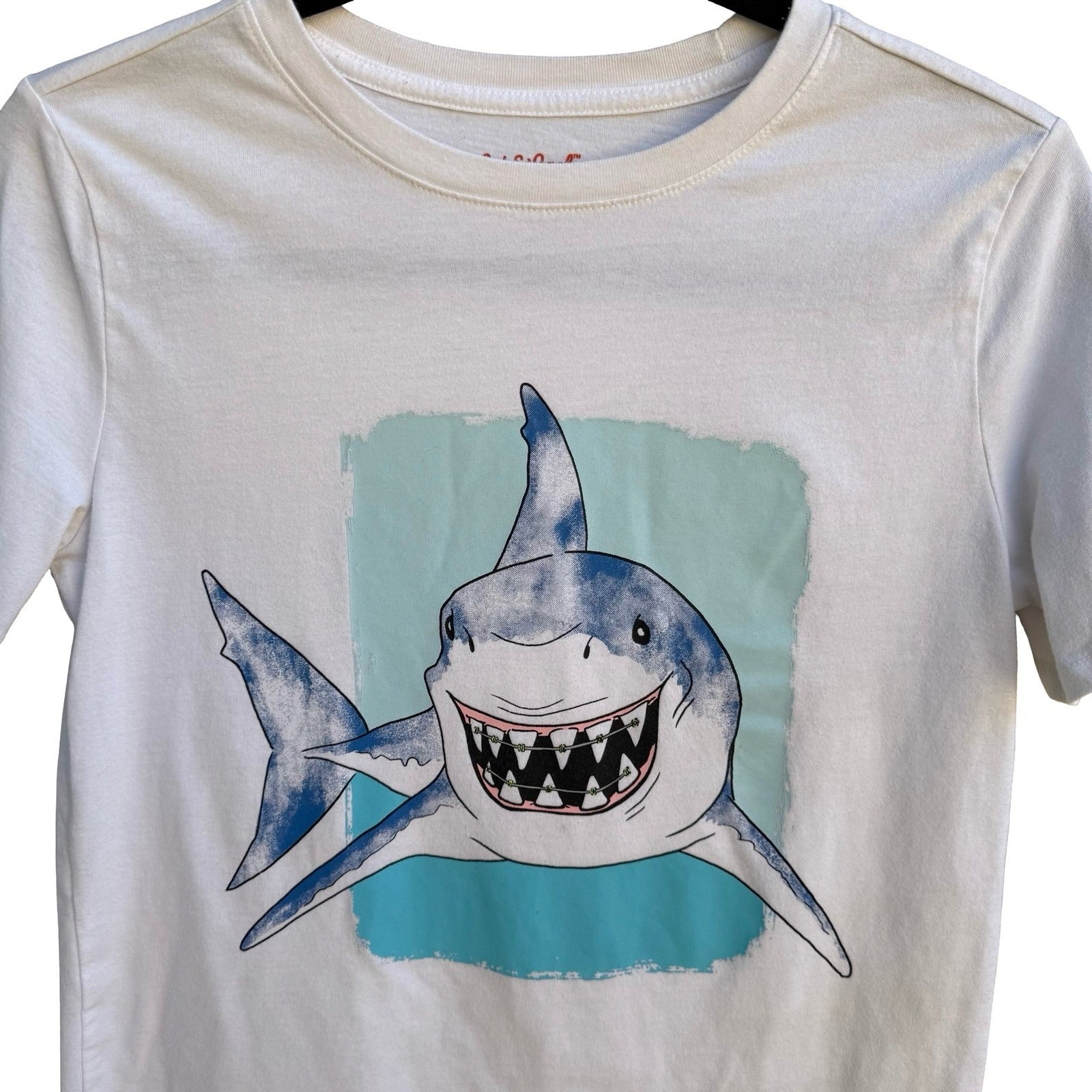 Cat & Jack Shark Braces Graphic Shirt Nautical Kidcore Quirky Kids L Womens S