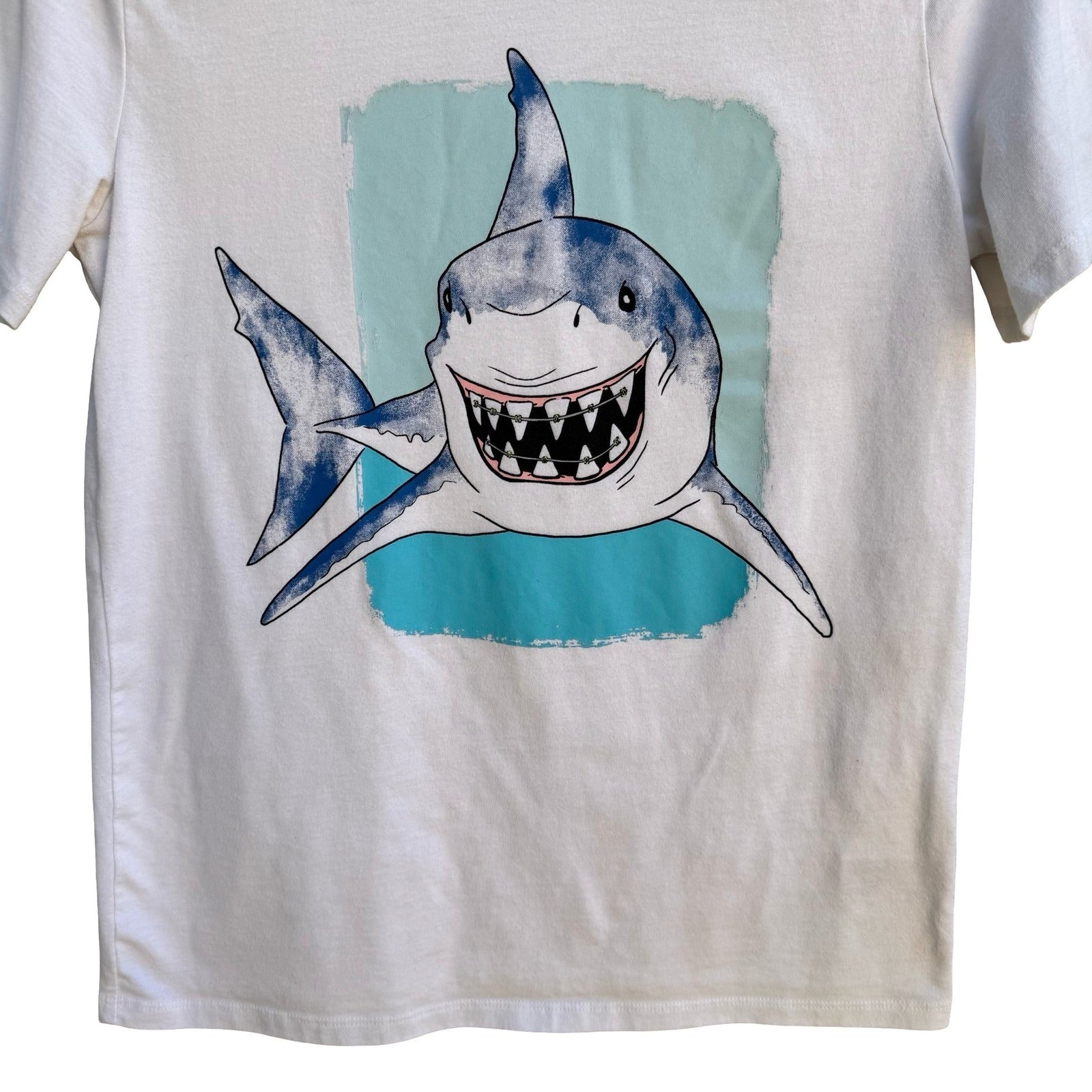 Cat & Jack Shark Braces Graphic Shirt Nautical Kidcore Quirky Kids L Womens S