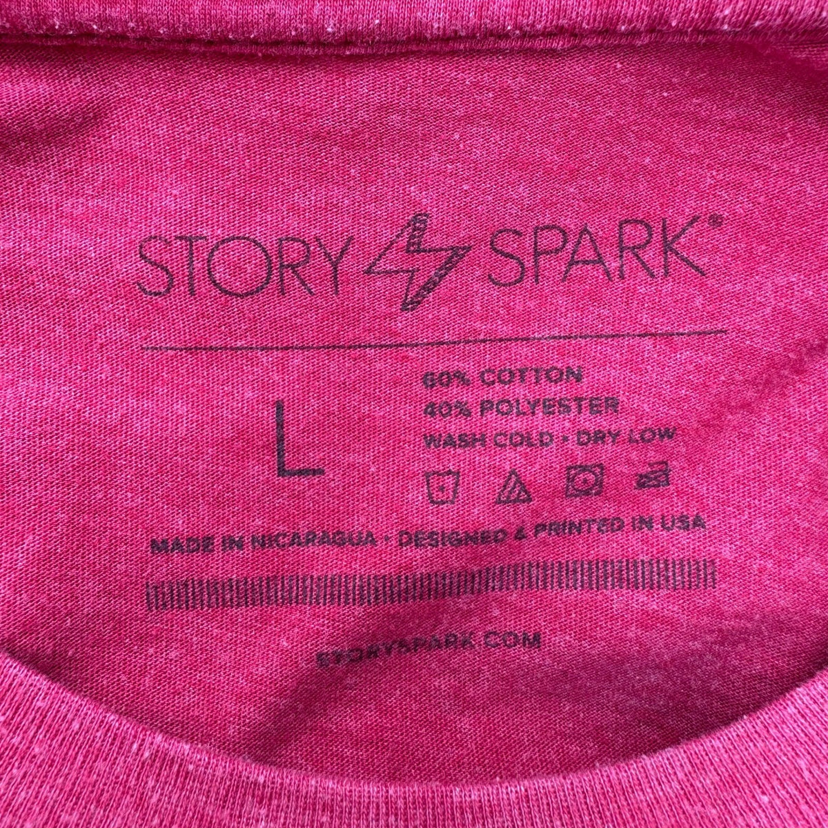 Story Spark VR Dinosaur Gamer Techwear T-Rex Geeky Nerd Graphic Tee Shirt Mens L