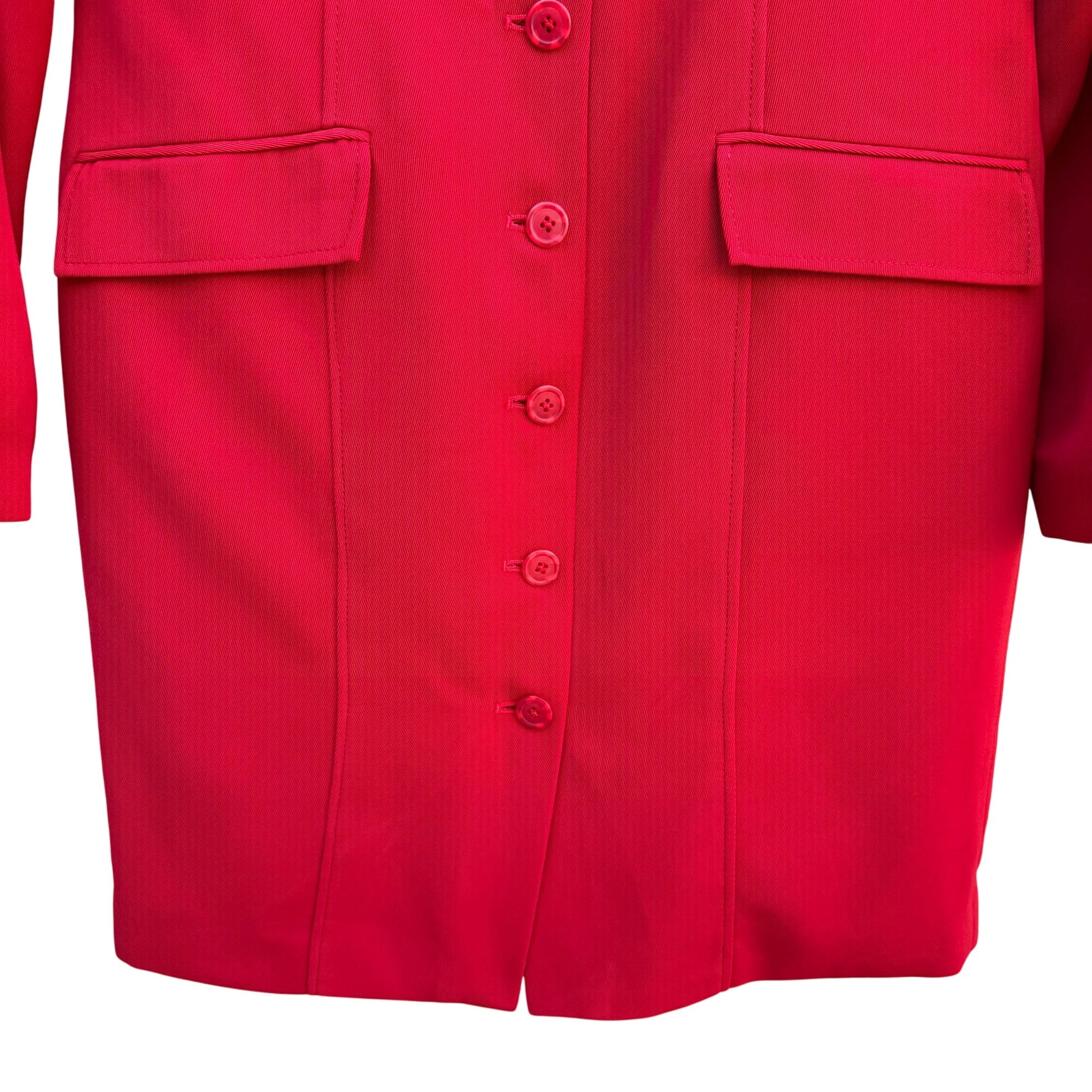 Halston Lifestyle Vintage 70s Red Shirt Dress Womens 12 Shoulder Epaulets Pockes