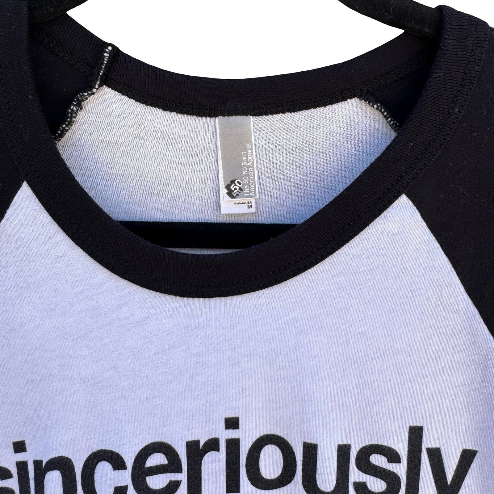 American Apparel Sinceriously Dictionary Art Raglan Indie Baseball Graphic Tee M