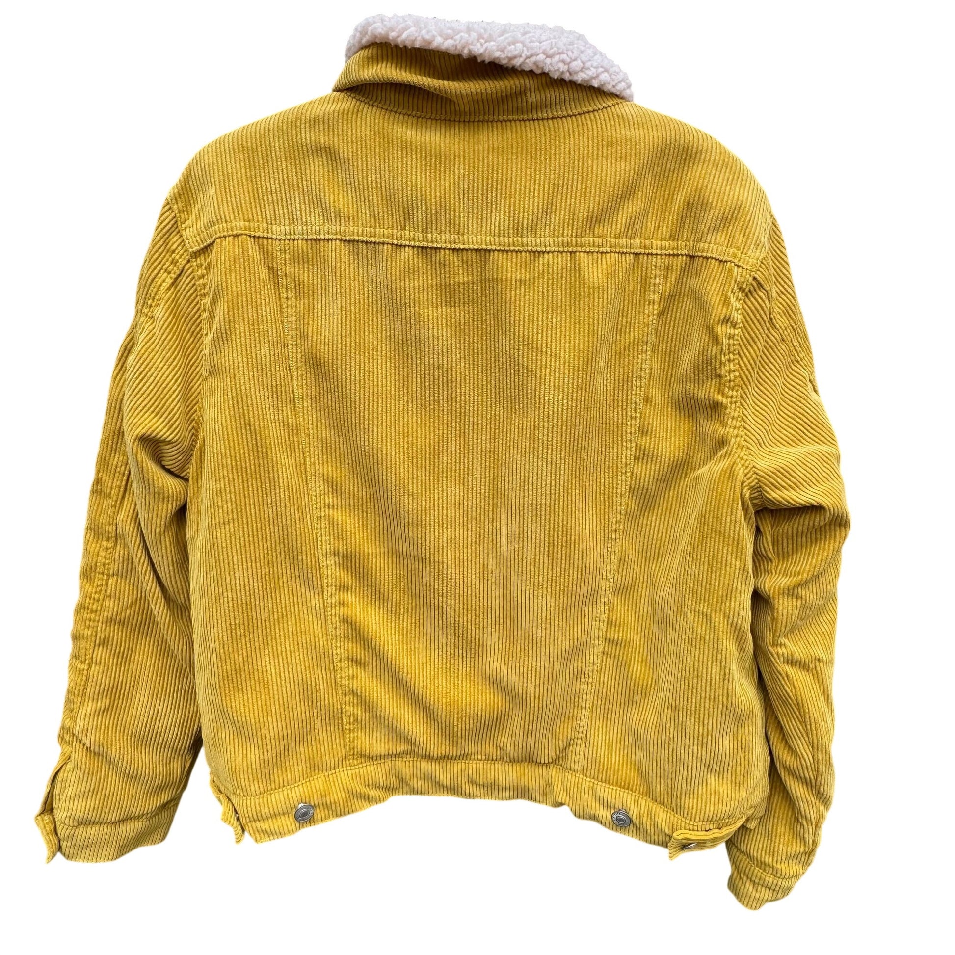 Love Tree Womens Mustard Yellow Western Sherpa Fleece Corduroy Short Jacket Med
