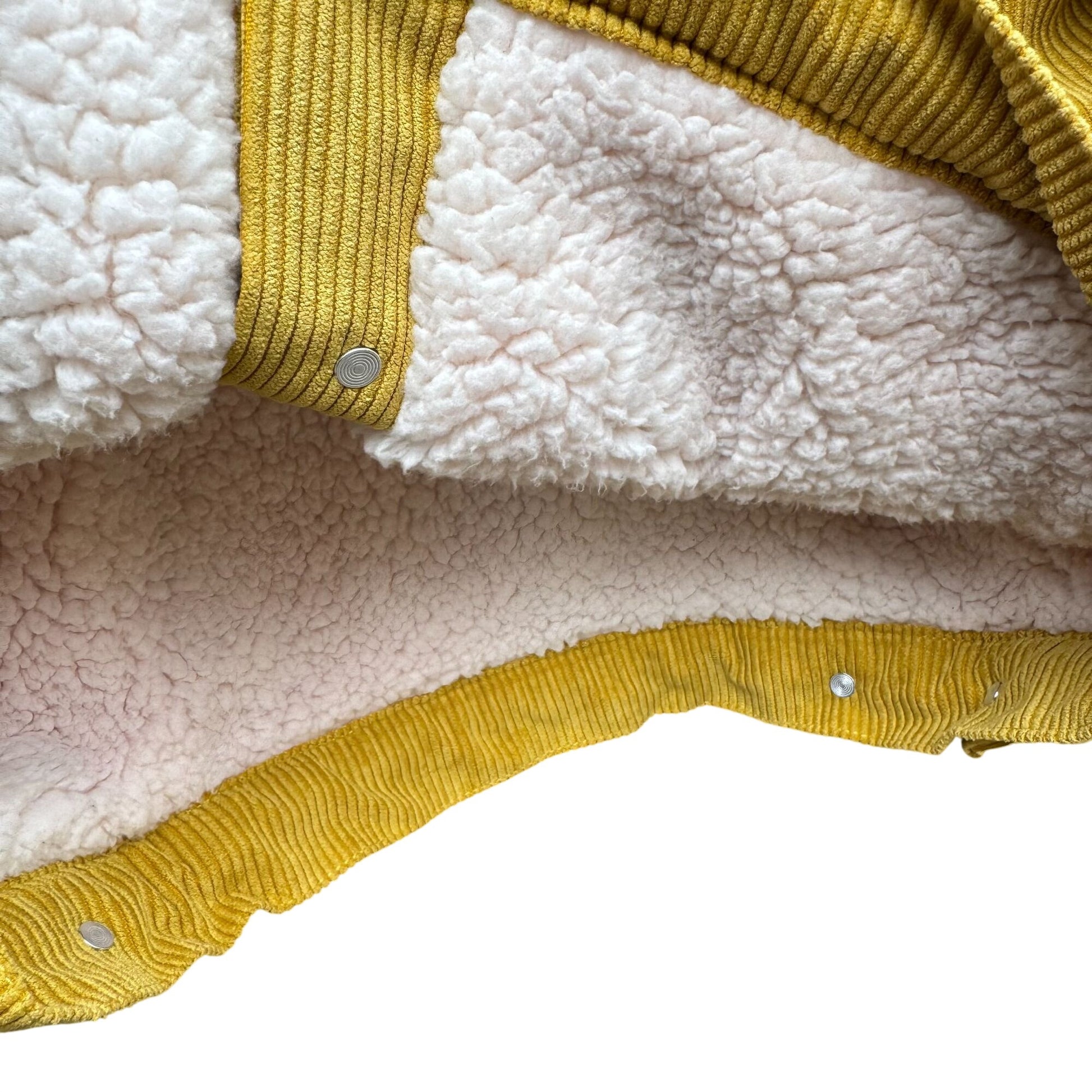 Love Tree Womens Mustard Yellow Western Sherpa Fleece Corduroy Short Jacket Med