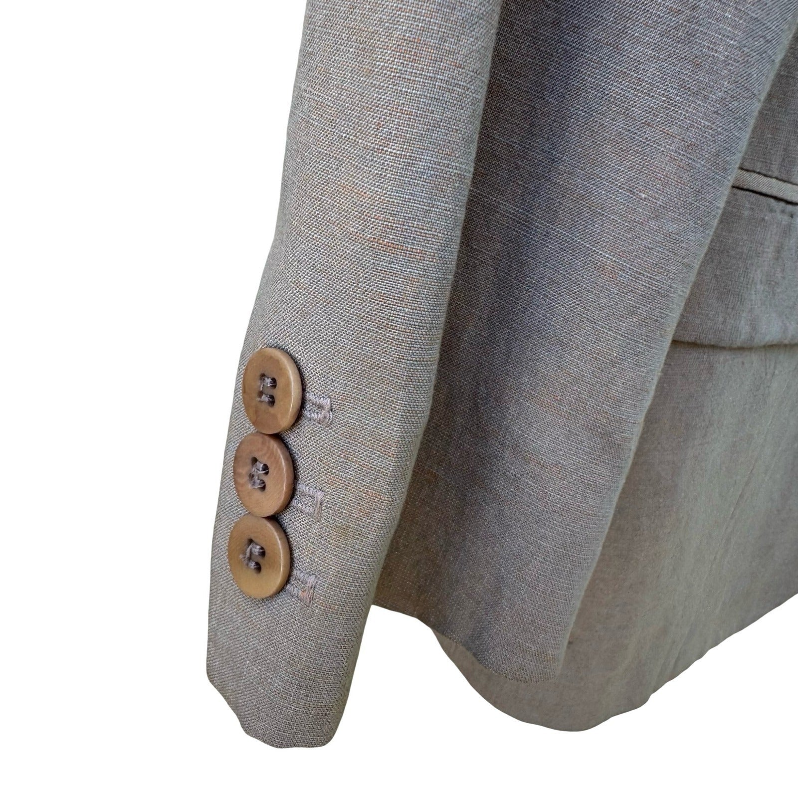 Calvin Klein Vintage 90s Linen Blend Minimalist Old Money Blazer Jacket Tan 8