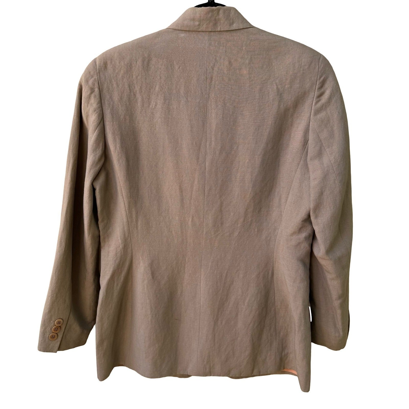 Calvin Klein Vintage 90s Linen Blend Minimalist Old Money Blazer Jacket Tan 8